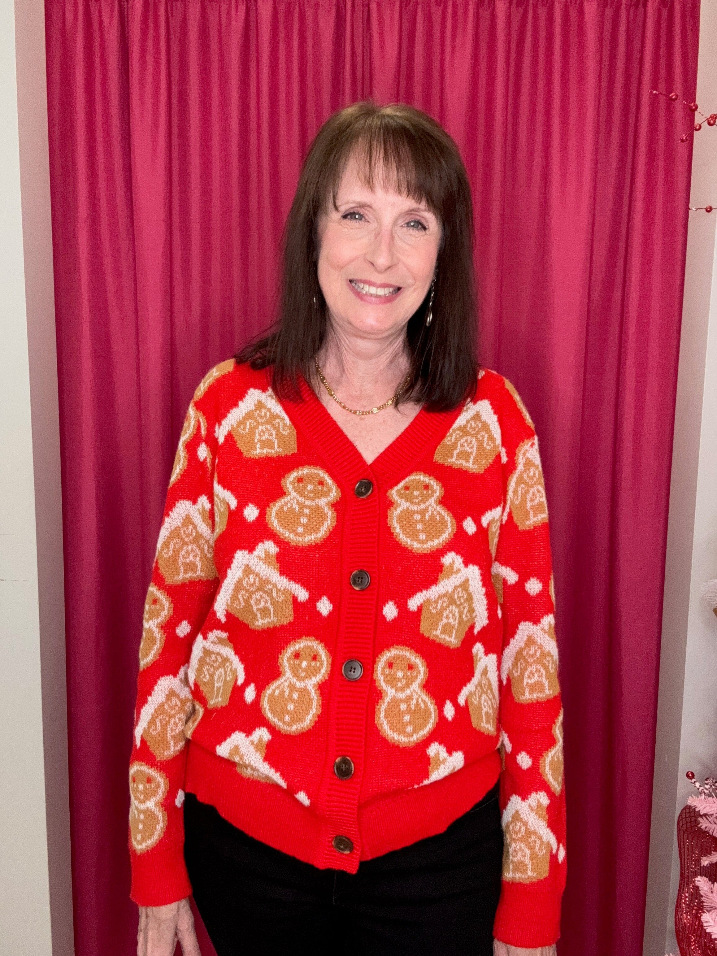 Gingerbread Print Cardigan OUTFIT COMPLETER DEAR SCARLETT