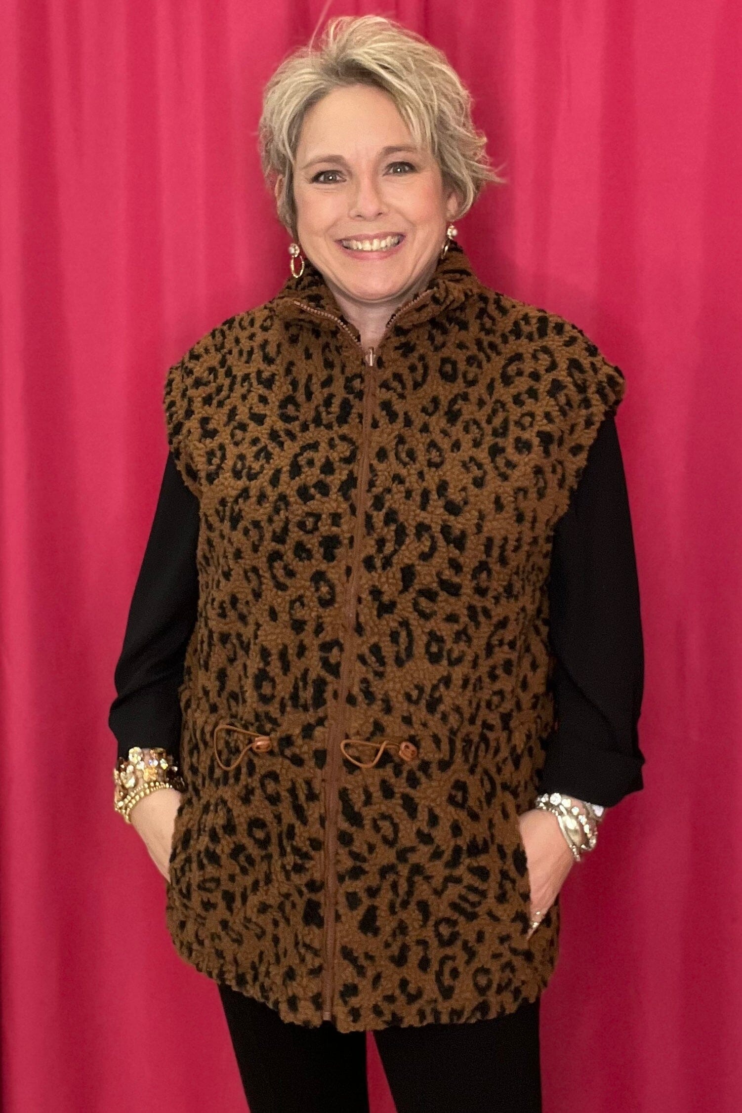 Reversable Leopard Vest w/Collar OUTFIT COMPLETER SOUTHERN GRACE