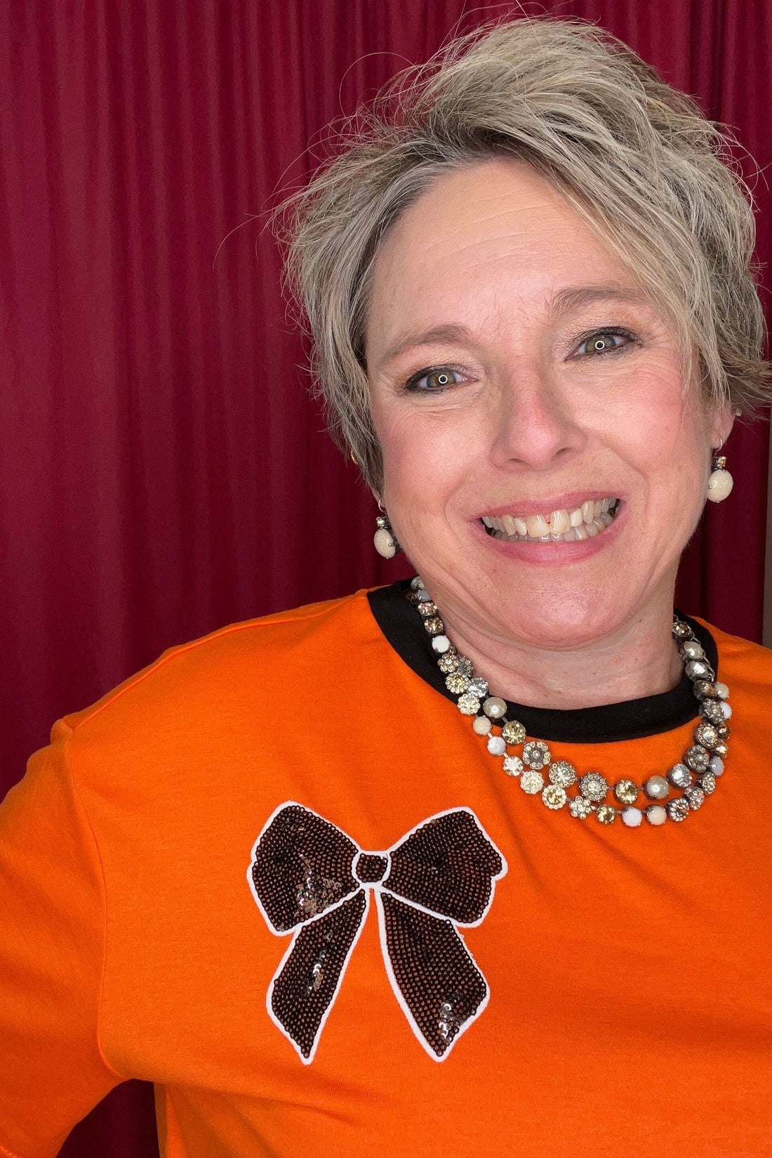 Short Sleeve Tee w/Sequin Bows JRTOP CASUAL TOP JESS LEA