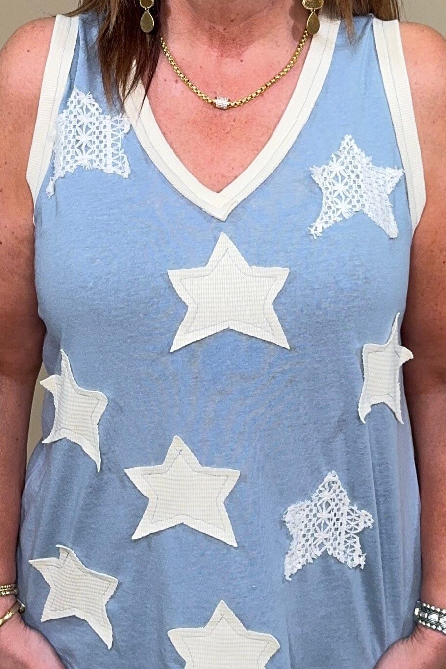 Sleeveless Tank w/Stars JR TOP DRESSY POL CLOTHING