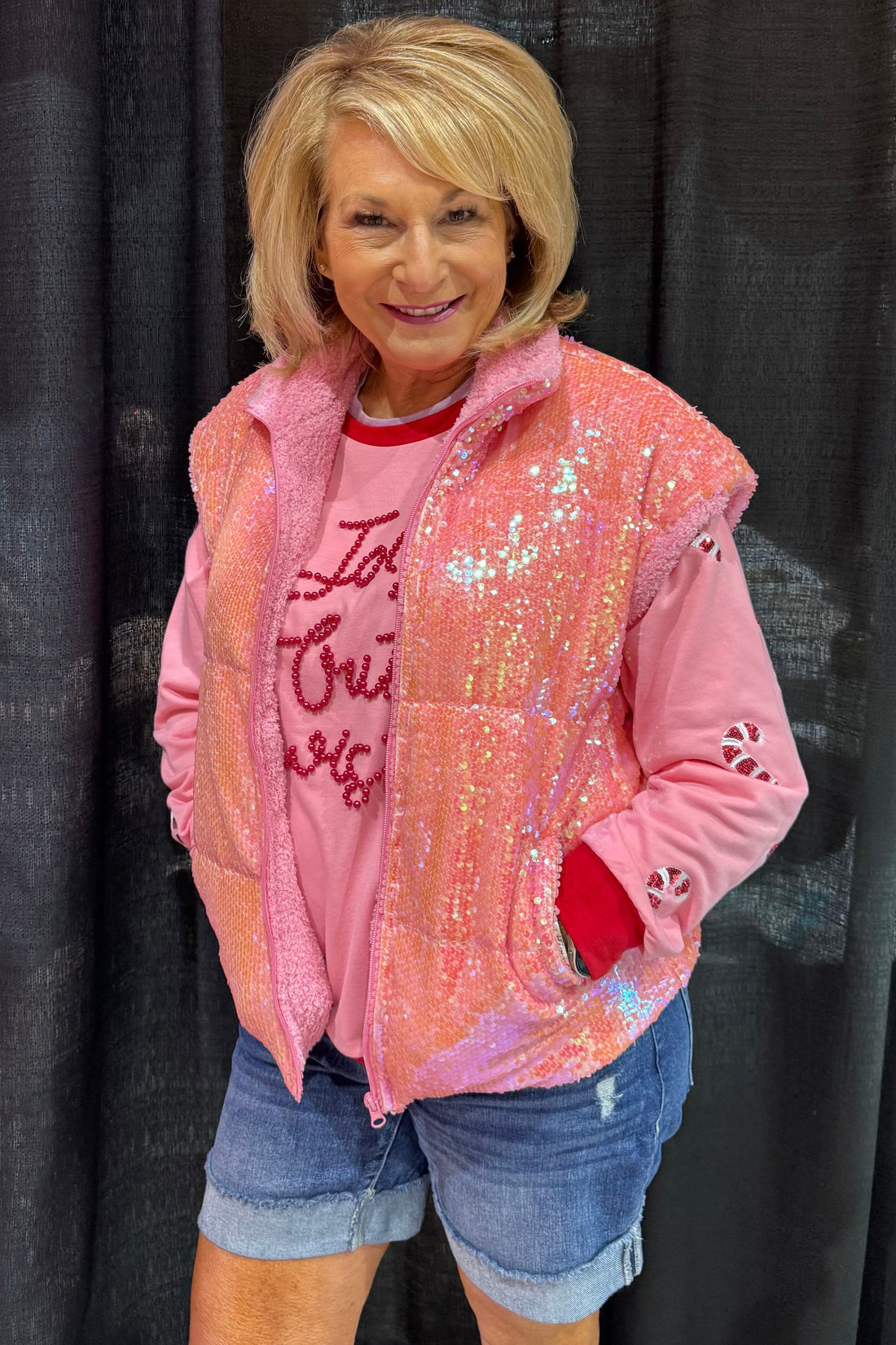 Sequin Puffer Vest OUTFIT COMPLETER SOUTHERN GRACE