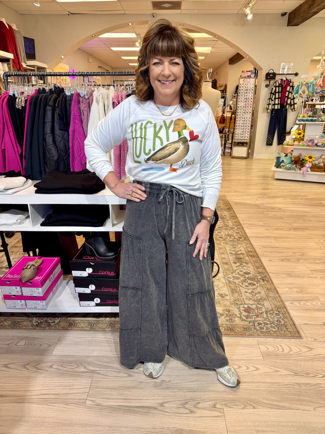 Mineral Washed Tiered Flowy Pants BOTTOMS EASEL