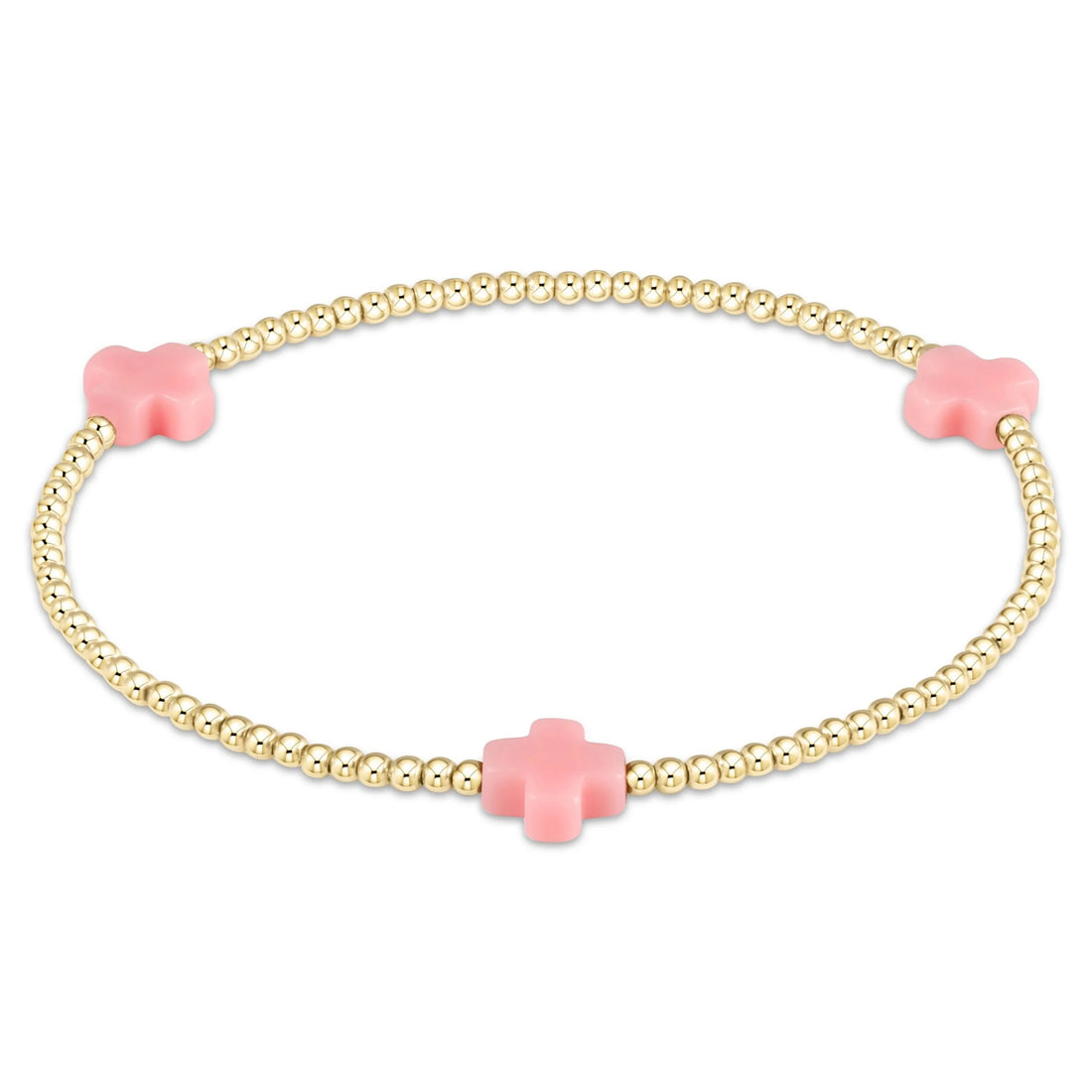Enewton Signature Cross Gold Pattern 2mm Bead Bracelet- Pink JEWELRY ENEWTON