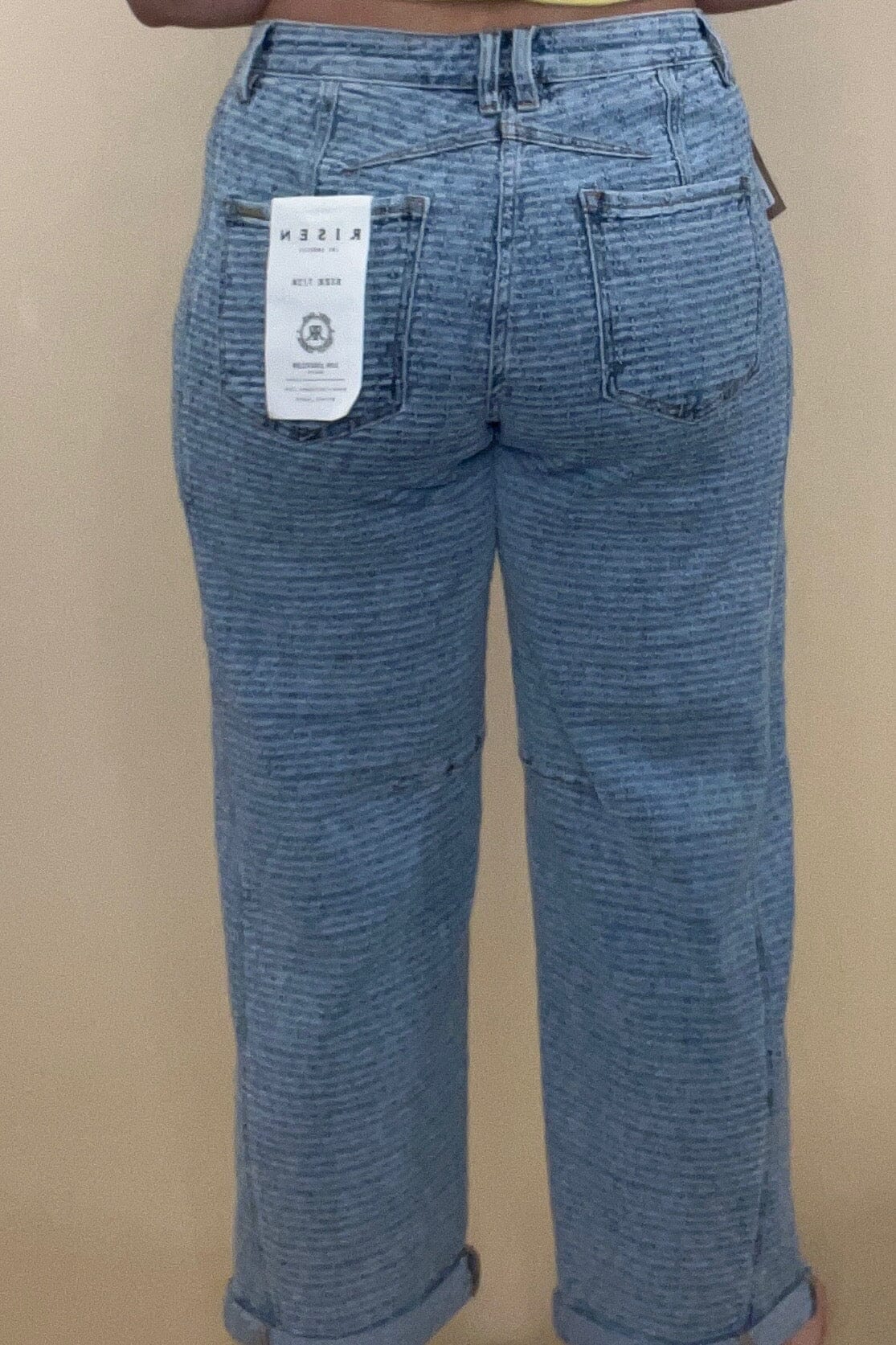 Slouchy Barrel Textured Denim Jeans BOTTOMS RISEN