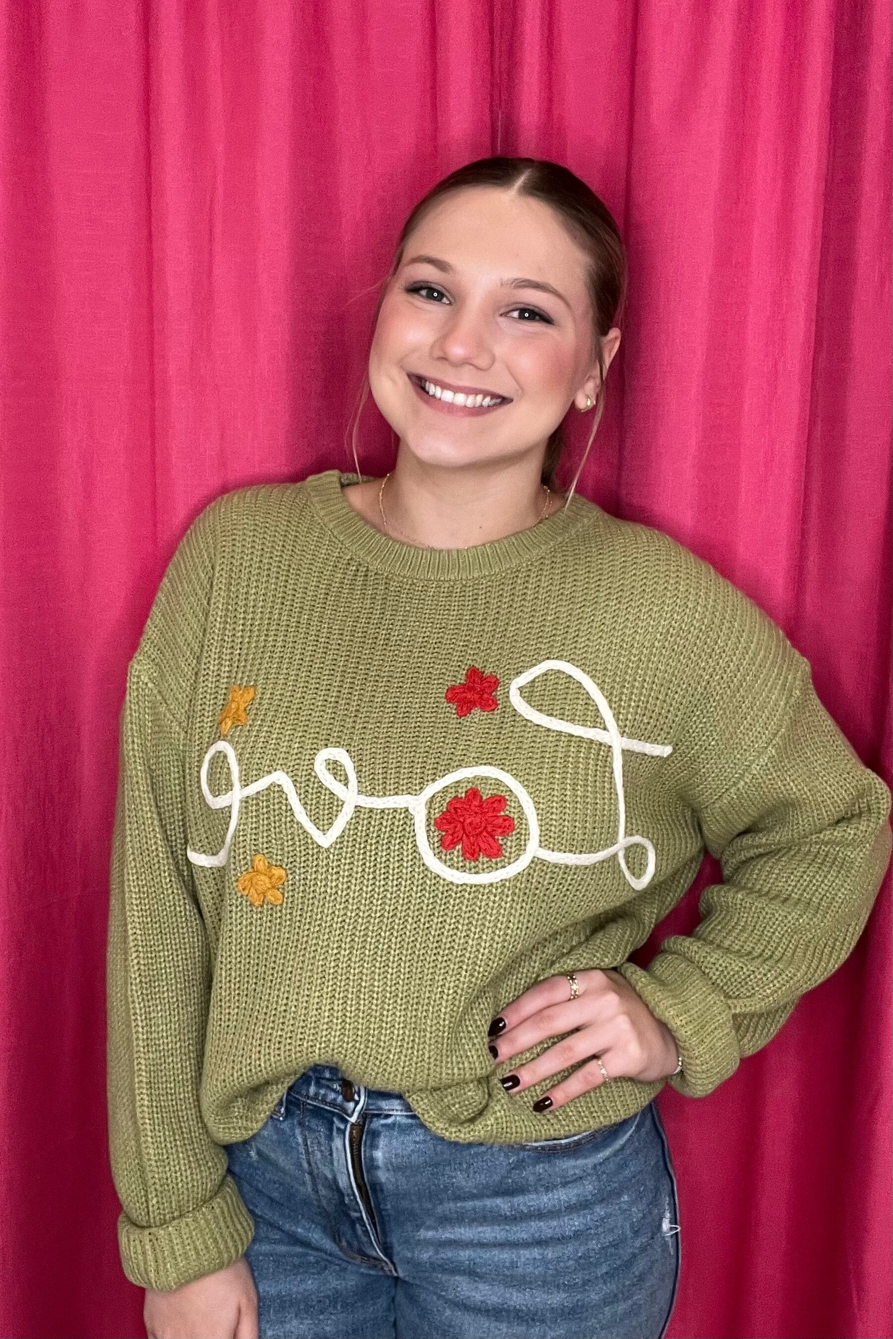 Long Sleeve "Love" Stitch Knit Sweater SWEATER EASEL