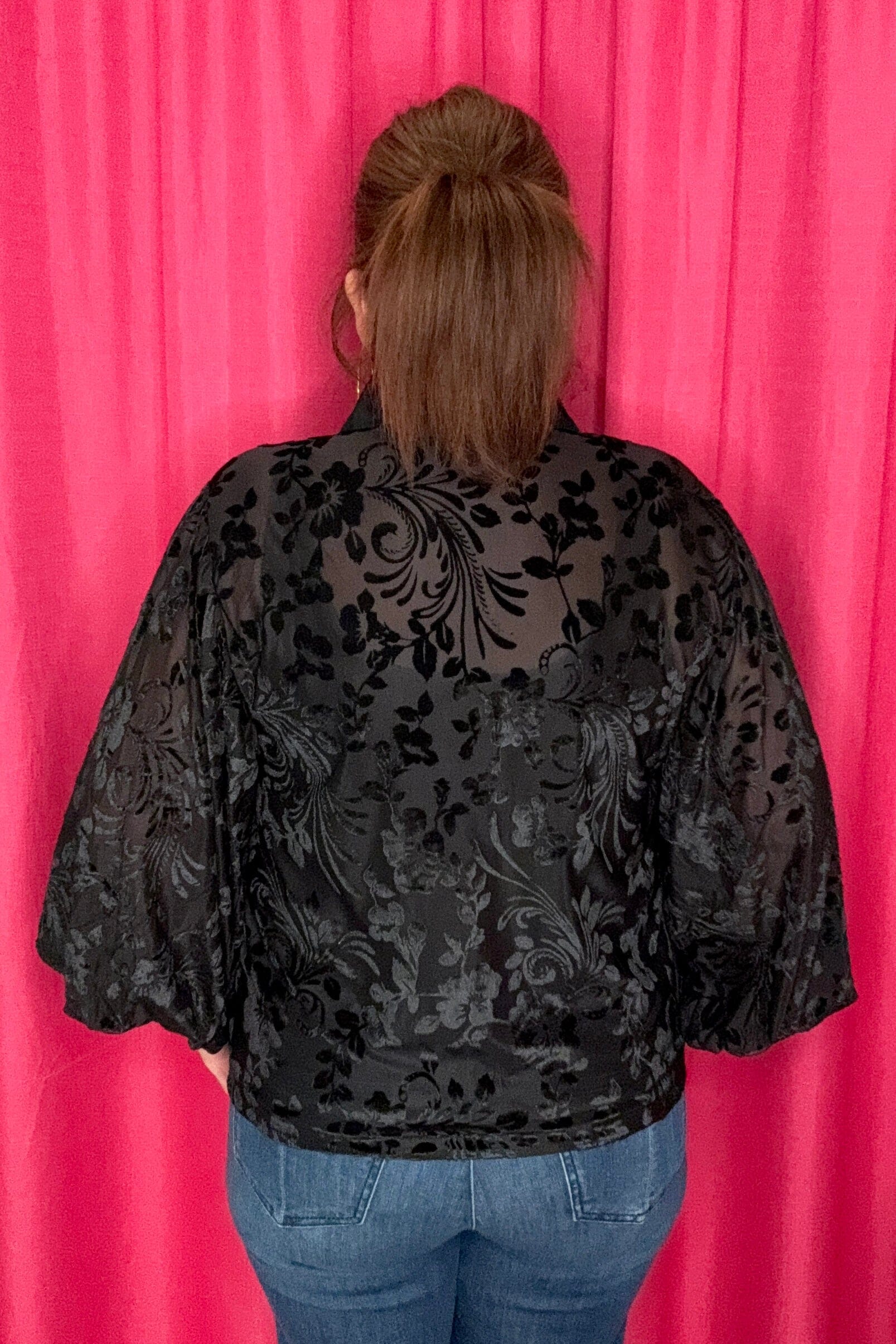 Velvet Drop Sleeve Blouse JR TOP DRESSY TURQUOISE HAVEN