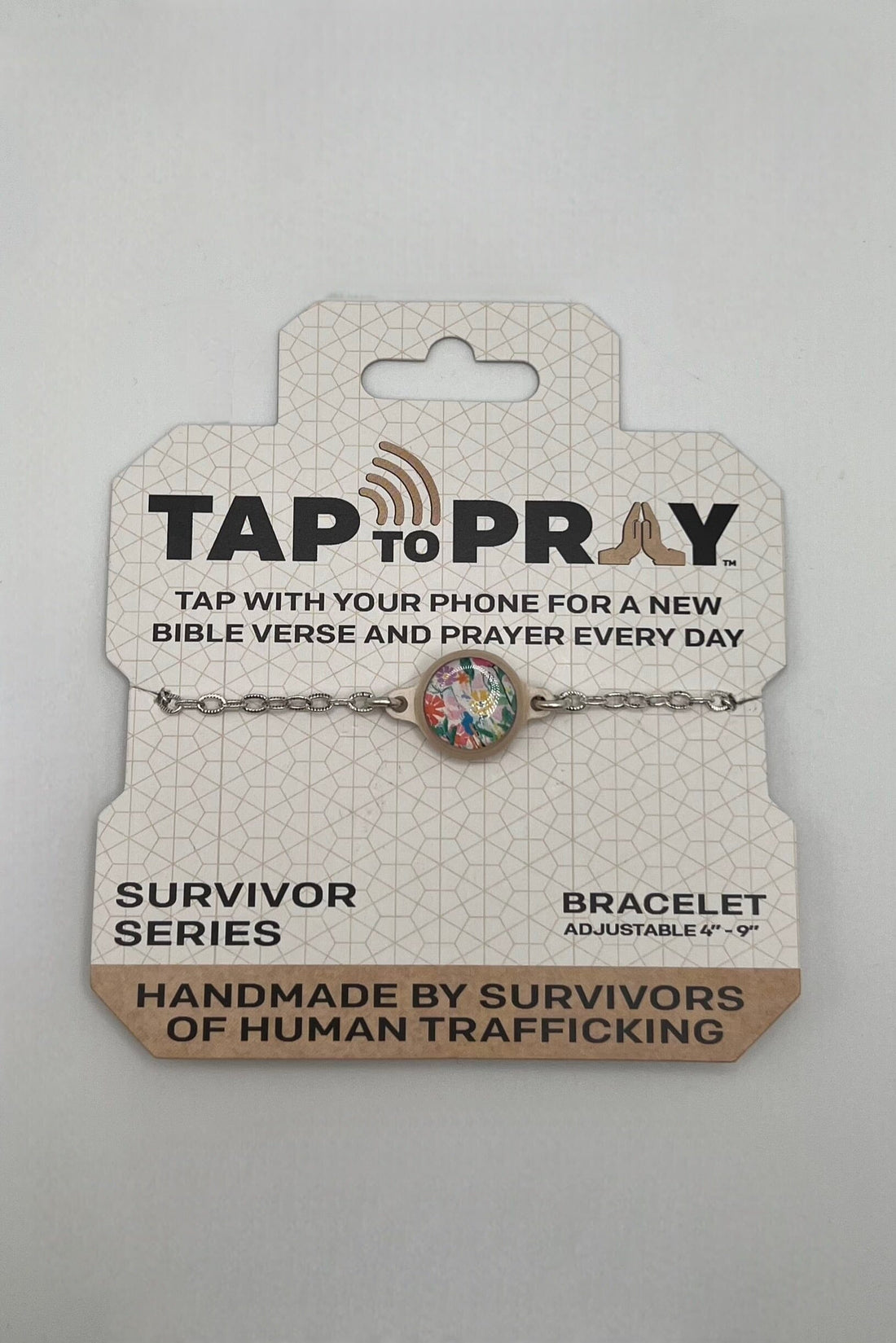 .999 Sterling Silver Plated Wildflowers Tap to Pray Bracelet GIFT/OTHER VERSIBLE