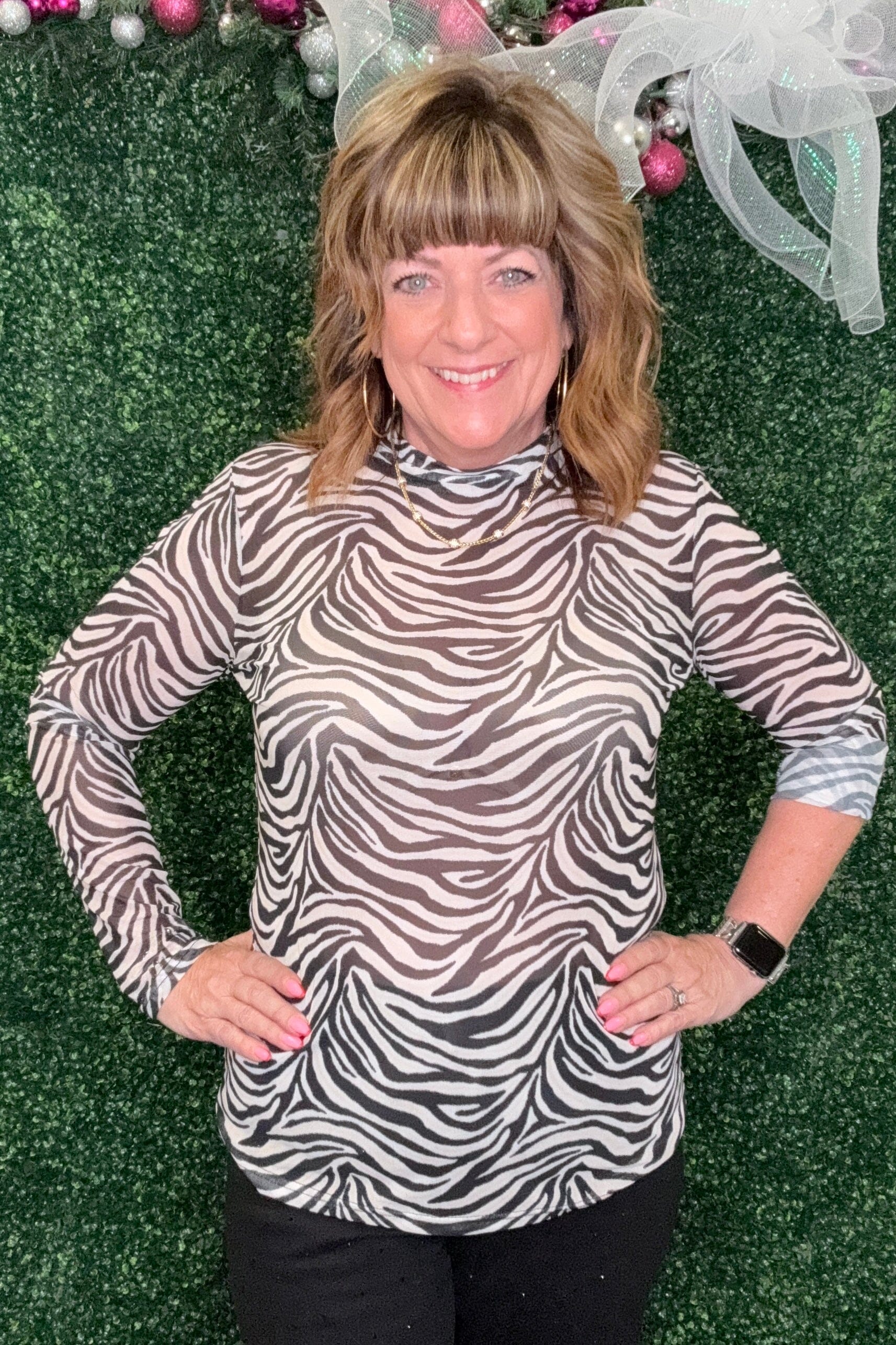 Cowgirl Safari Zebra Mesh MISSY BASIC KNIT STERLINGKREEK