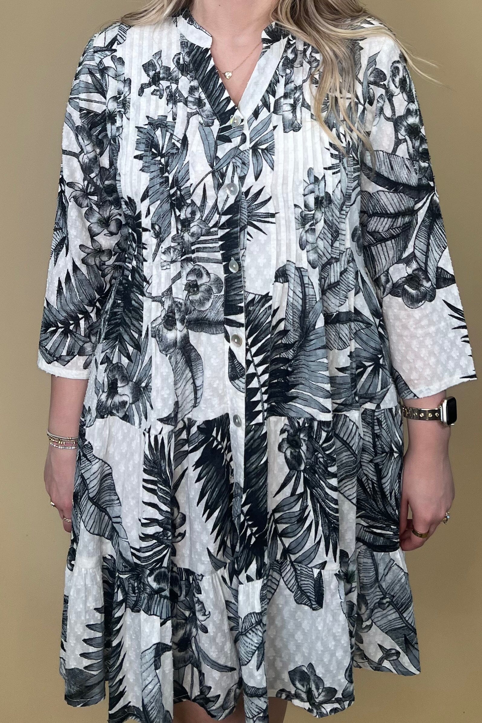 Textured Printed Button Down Dress DRESS PARSLEY & SAGE
