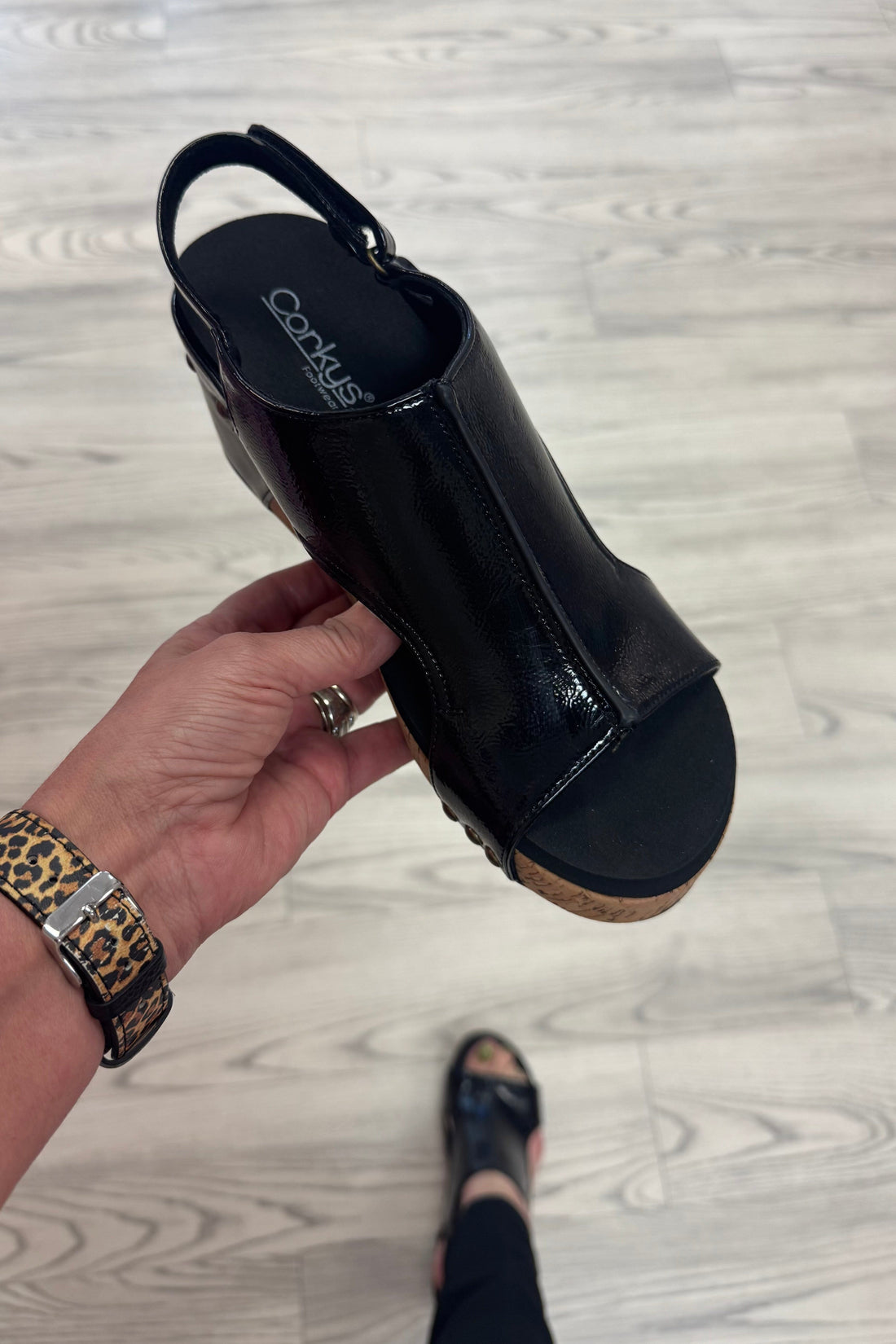 Carley Black Crinkle Patent SHOES CORKYS