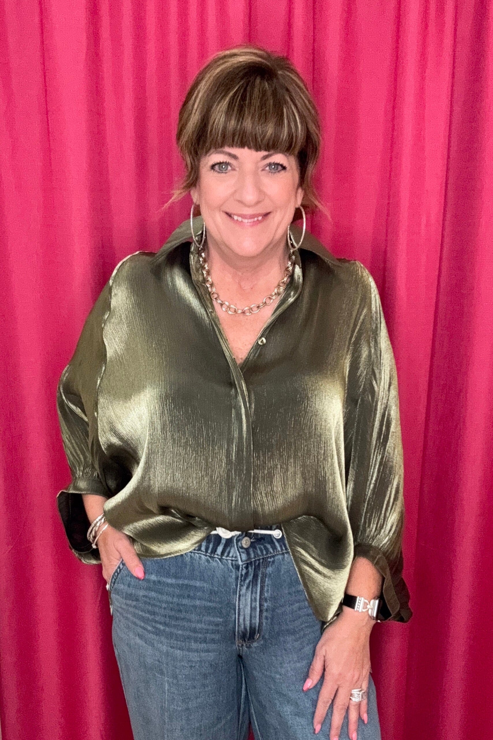 Button Front Shirt JR TOP DRESSY GLAM