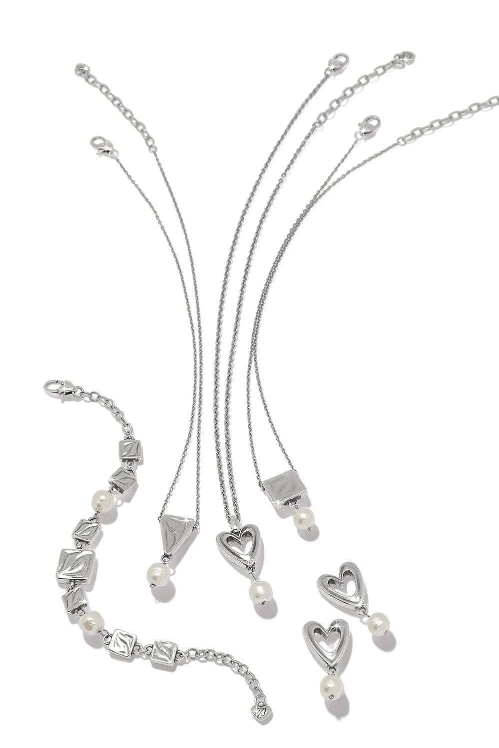 Cascade Open Heart Pearl Post Drop Earrings BJEWELRY Brighton Collectables