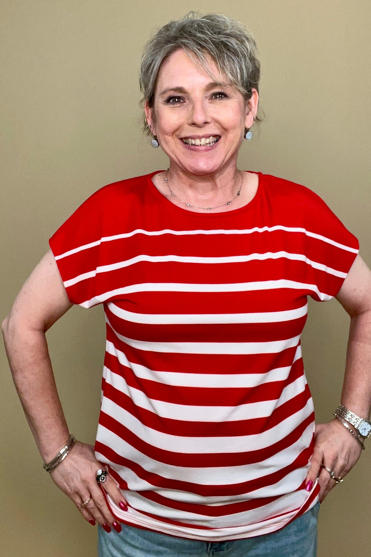 Cap Sleeve Striped Scoop Neck Top MISSY TOP SPECIAL SOUTHERN LADY