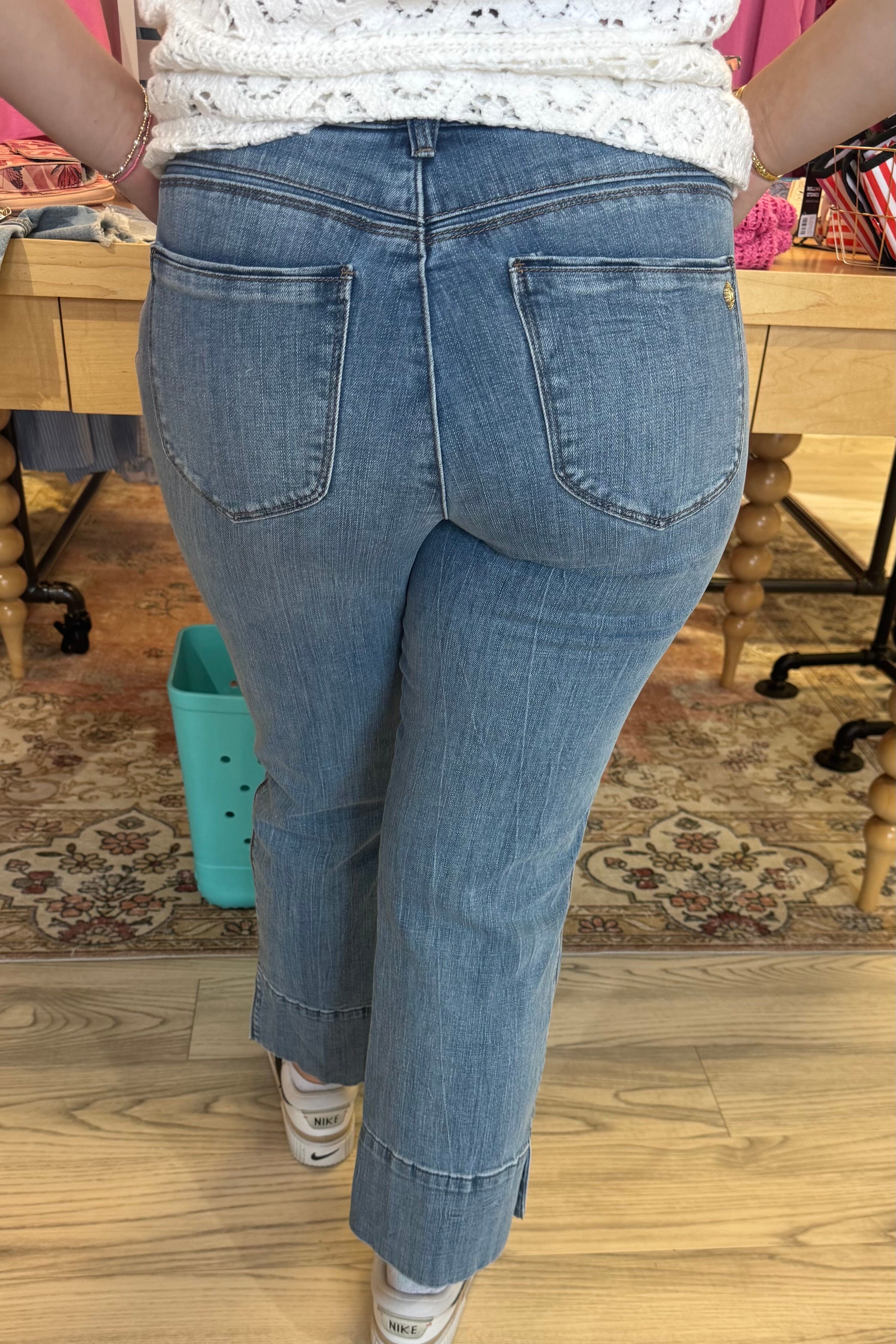 "Ab"solution High Rise Side Slit Kick Flare Jeans with Center Seam JEANS DEMOCRACY