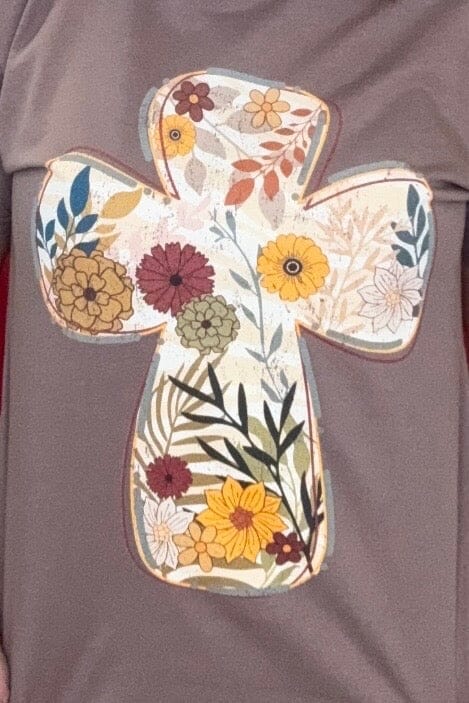 Floral Cross T-Shirt MISSY BASIC KNIT REBELROSE/ATTITUDETEES