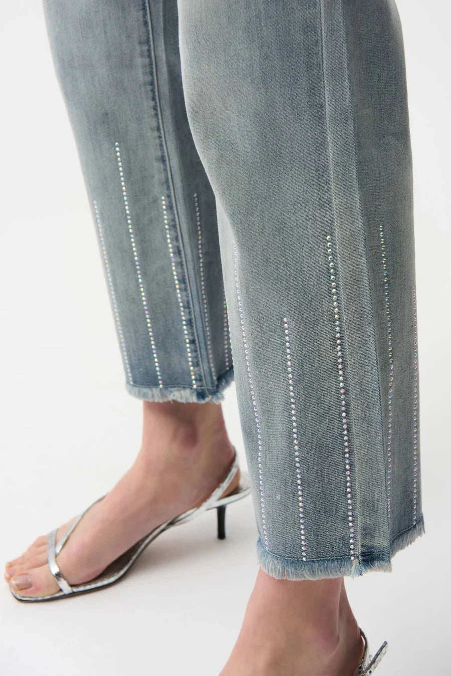 Striaght Crop Jean w/Rhinestone Stripe BOTTOMS JOSEPH RIBKOFF