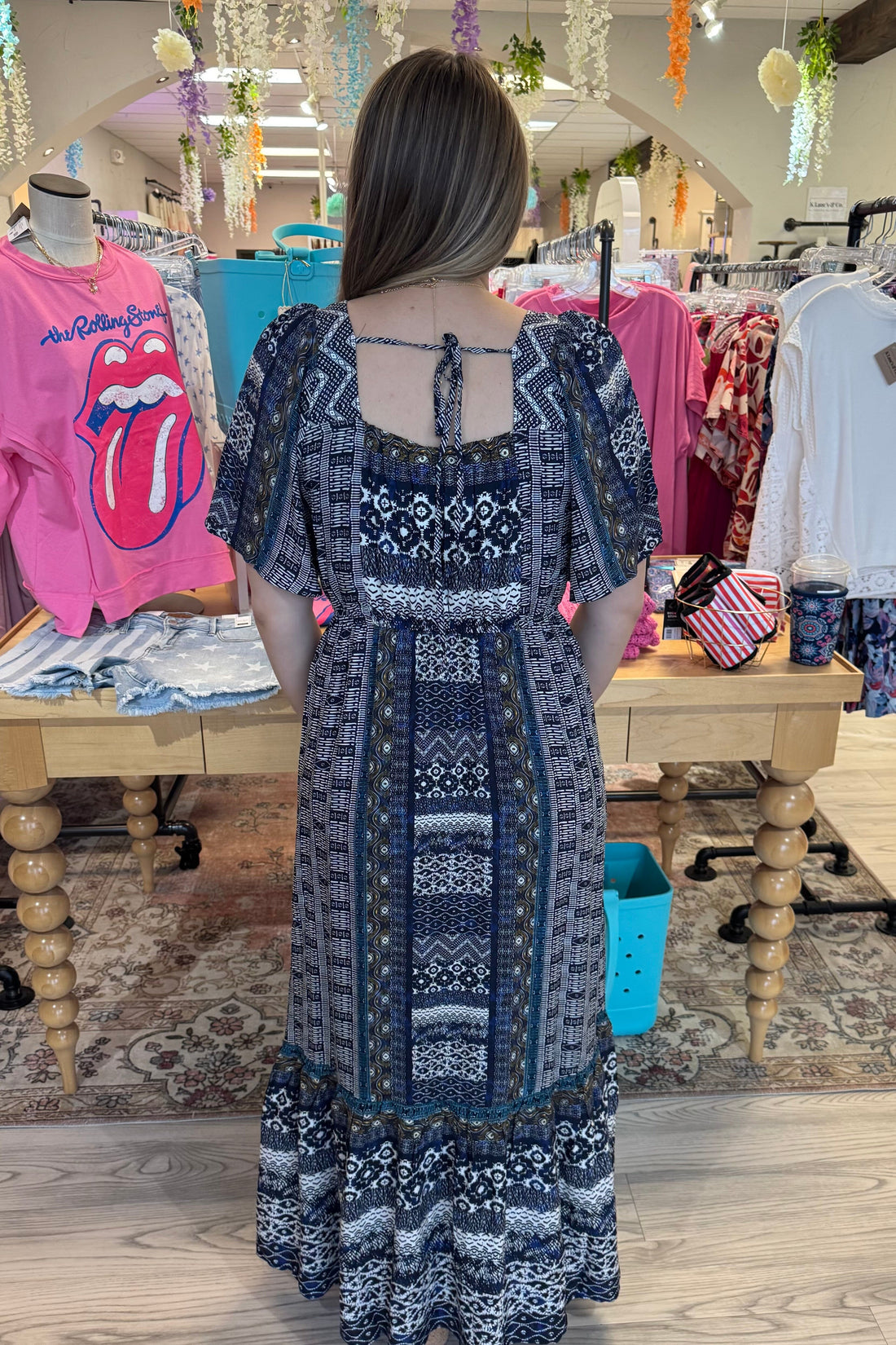 Elbow Sleeve Square Neck Woven Maxi Dress DRESS LIVERPOOL