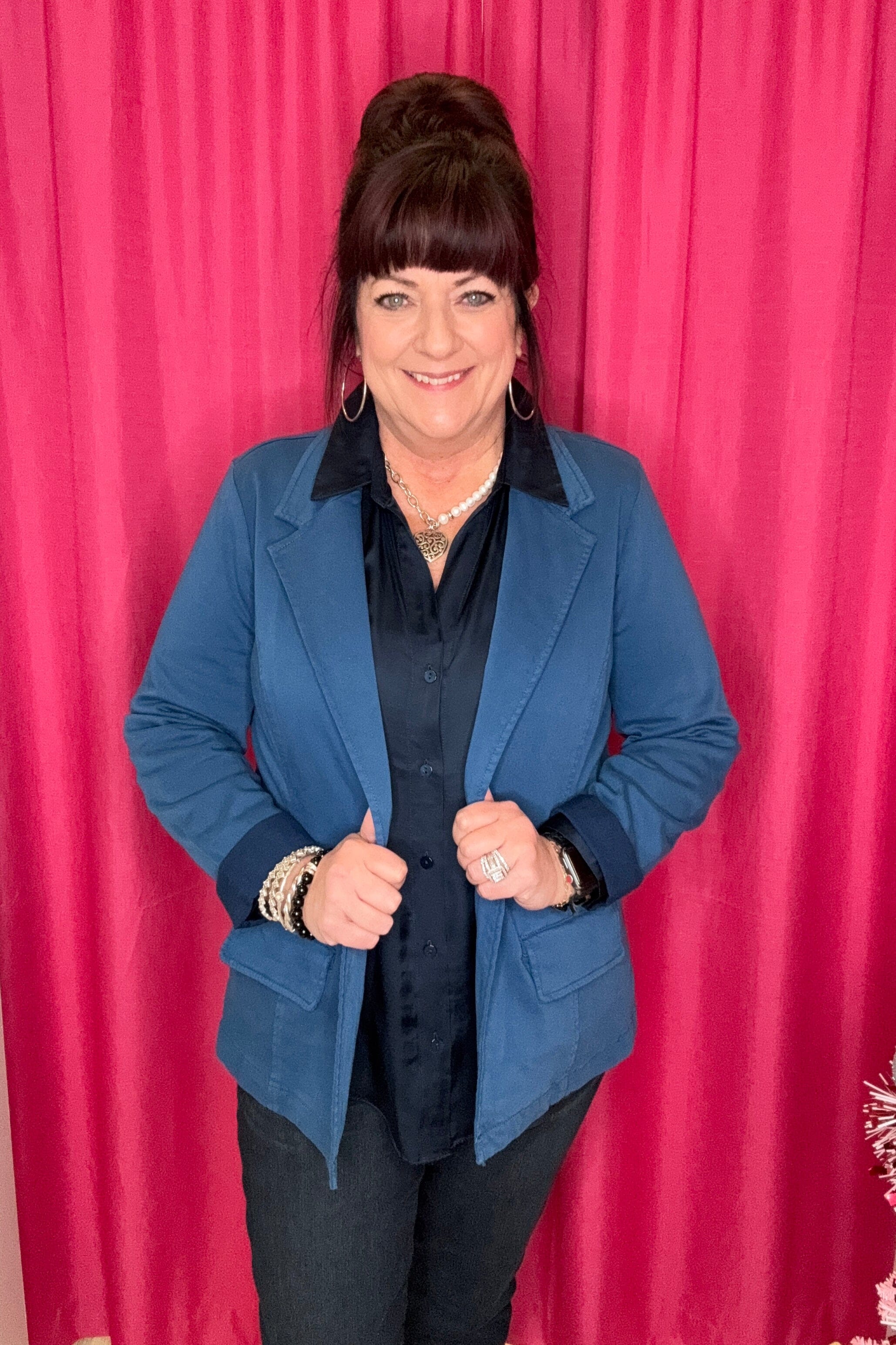 Long Sleeve Collared Button Front Woven Blouse MISSY TOP SPECIAL LIVERPOOL