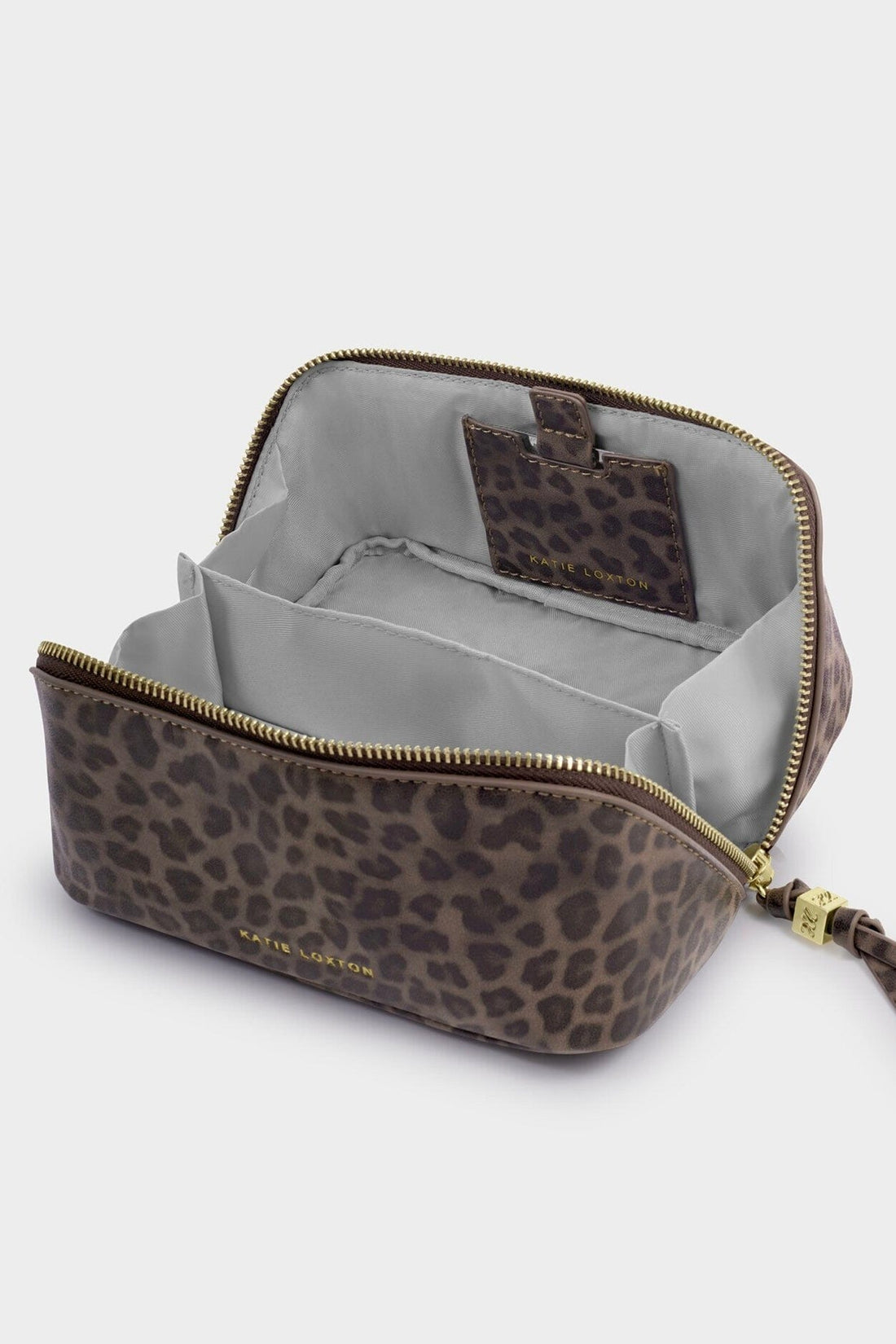 Leopard Fold Out Mirror Make Up Bag HANDBAGS KATIE LOXTON