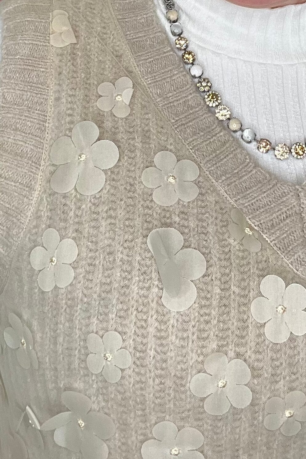 Floral Mesh Sweater Vest w/Flowers OUTFIT COMPLETER CHARLIEB