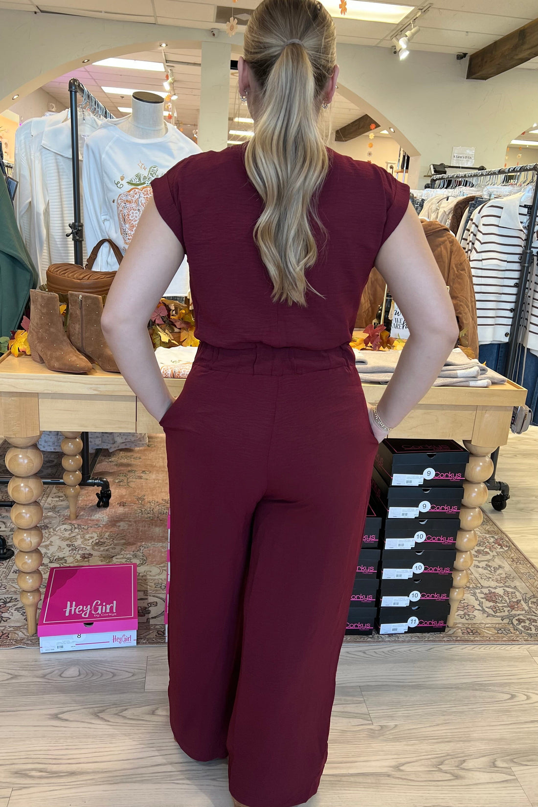 Sleeveless Elastic Waist Woven Jumpsuit DRESS SHE&SKY