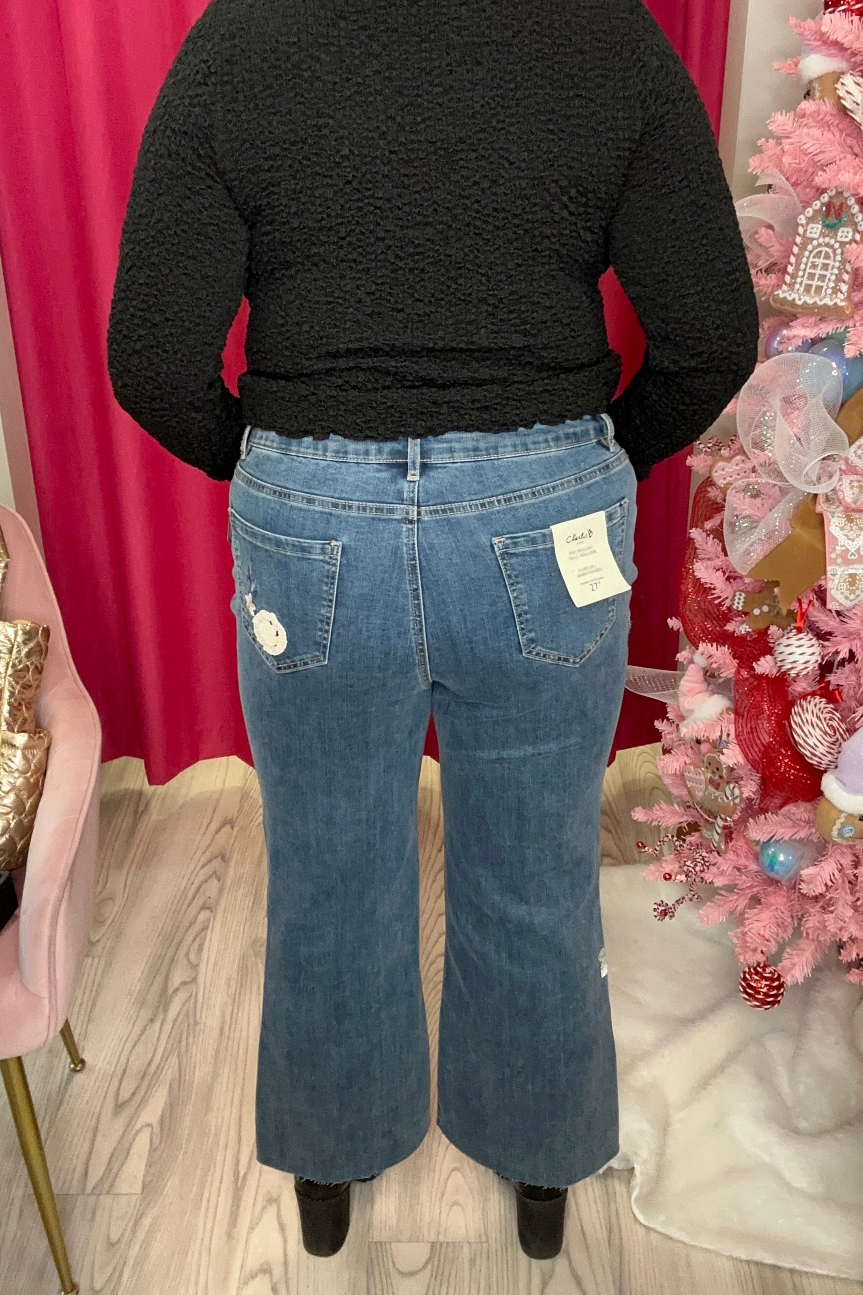 Embroidered Crochet Denim Pant BOTTOMS CHARLIE B