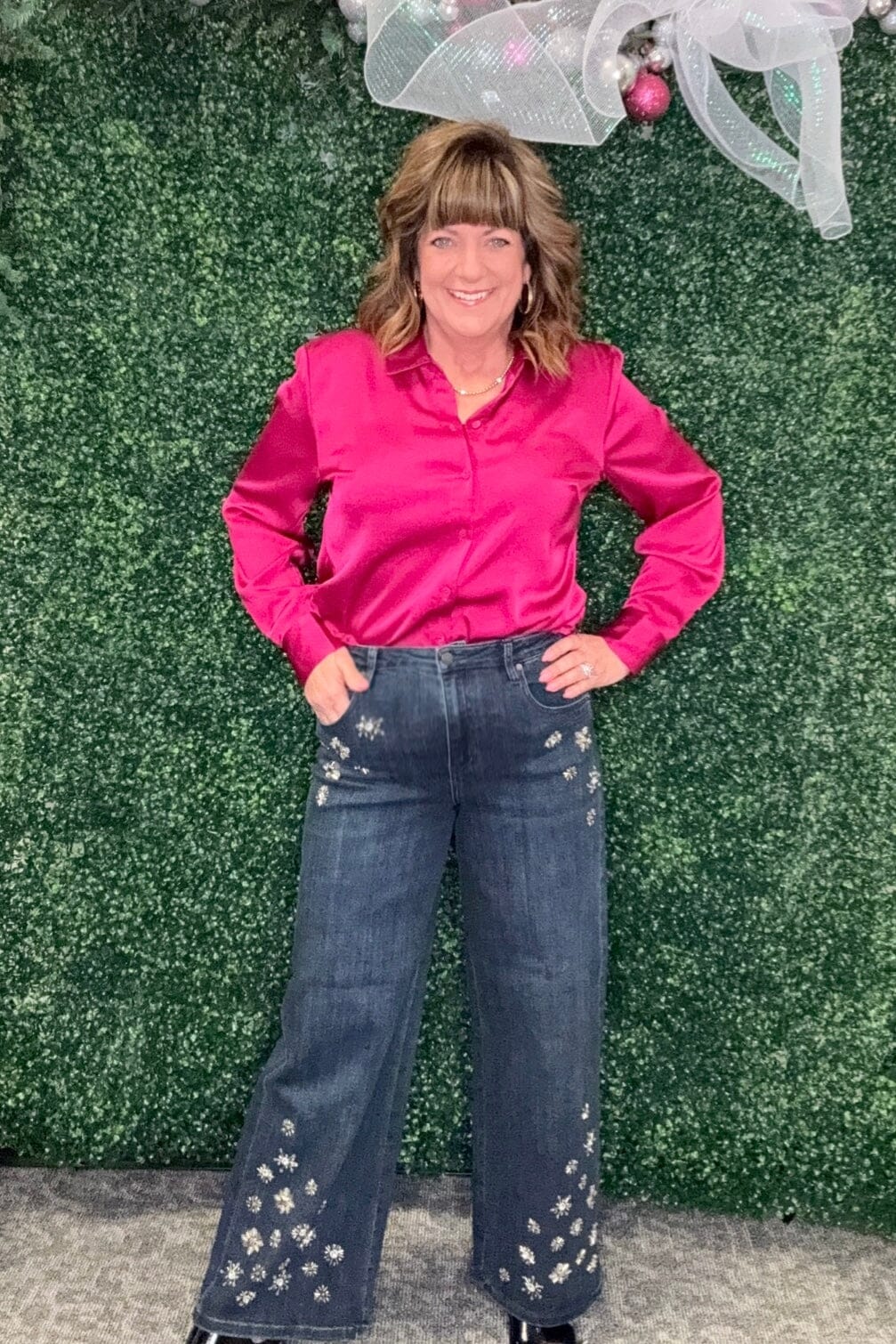 Long Sleeve Button Front Woven Shirt MISSY TOP SPECIAL LIVERPOOL