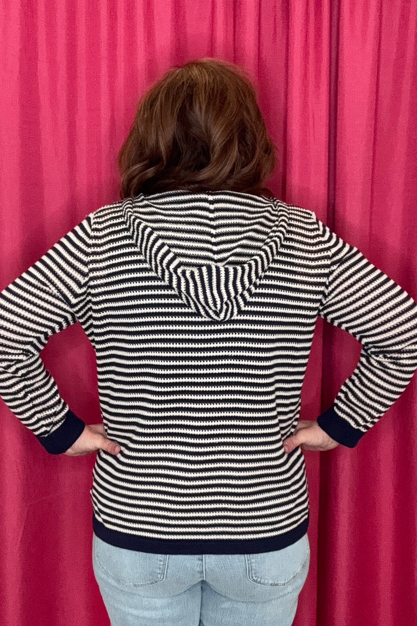 Aruni V-Neck Striped Knit Top with Hood JRTOP CASUAL TOP COCO+CARMEN