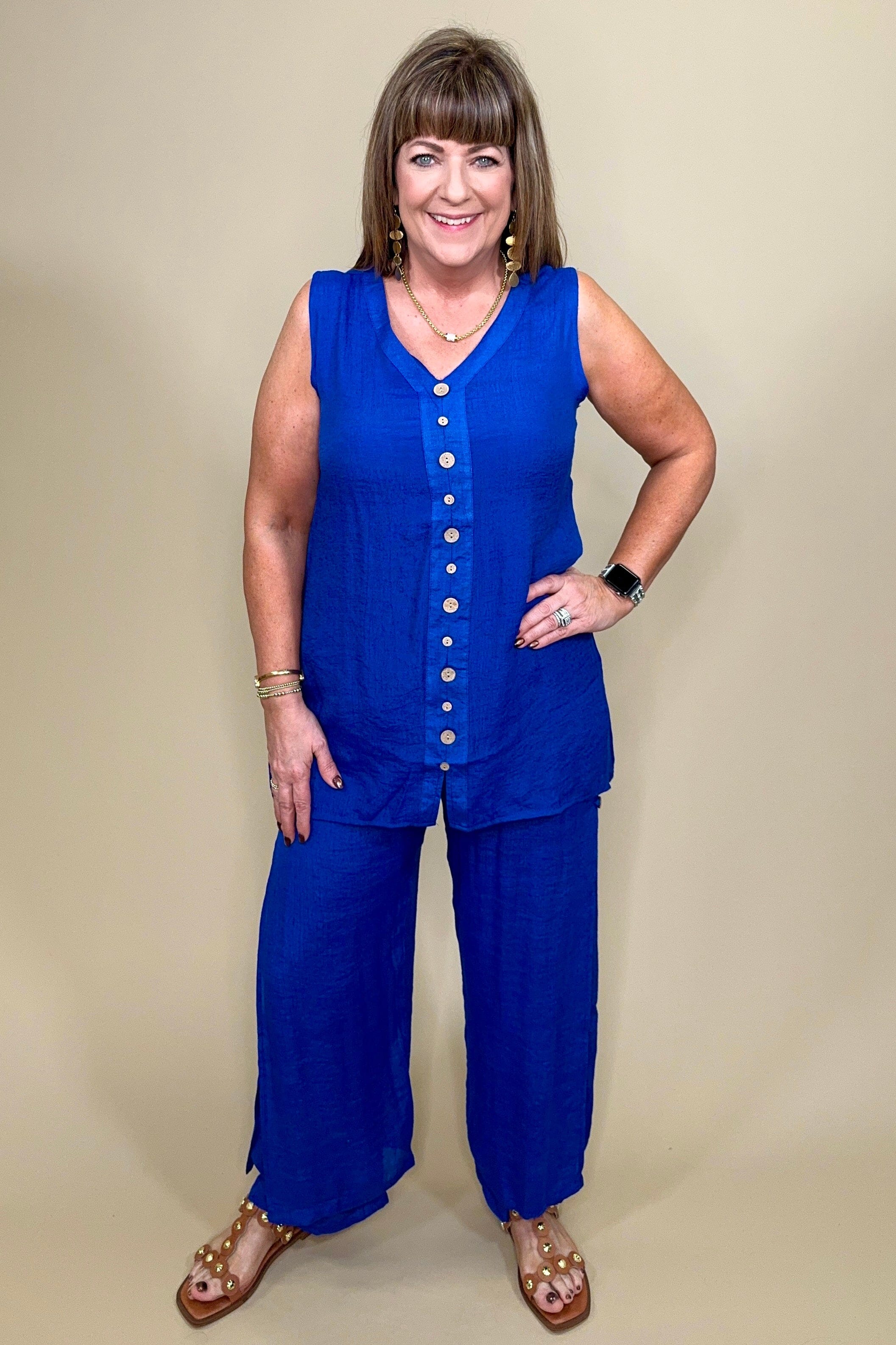 V-Neck Button Down Long Tank MISSY TOP SPECIAL CREATION