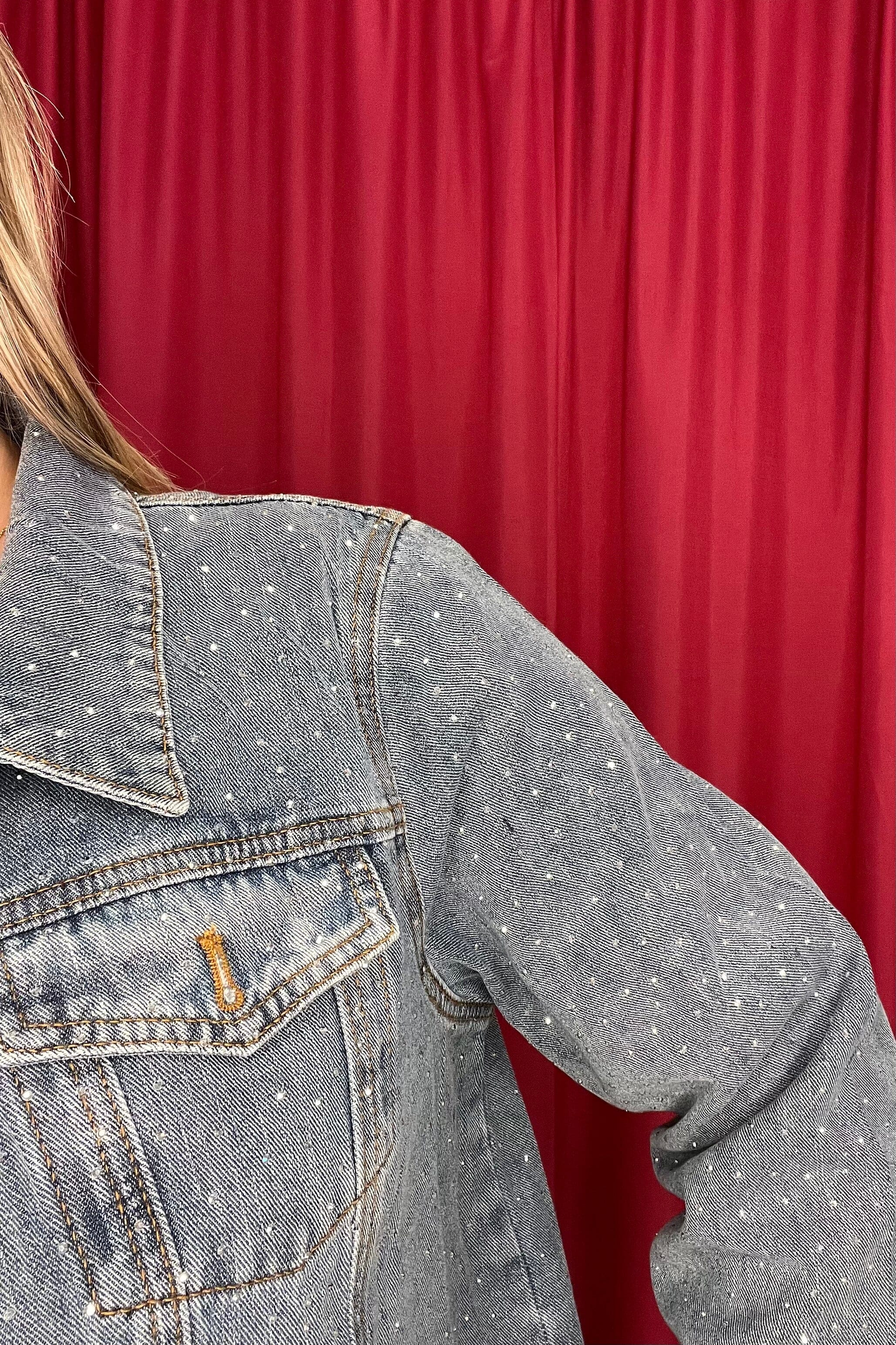 3/4 Sleeve Sparkle Denim Jacket OUTFIT COMPLETER CREATION