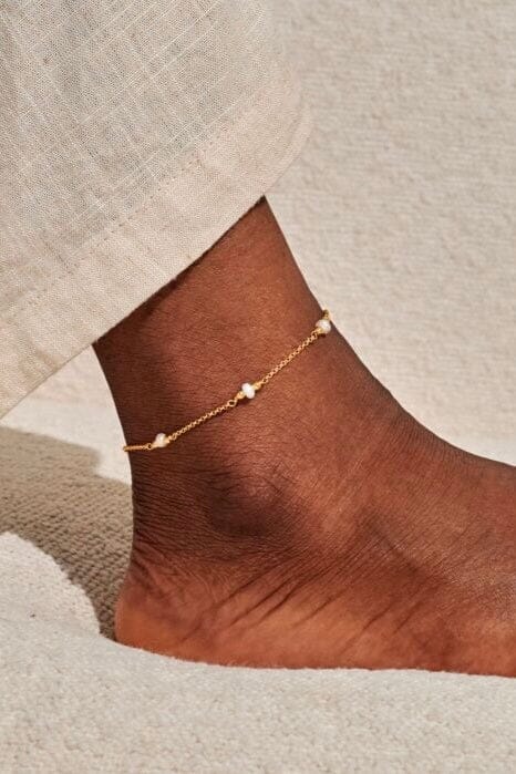 Pearl & Gold-Tone Plated Anklet JEWELRY A LITTLES & CO