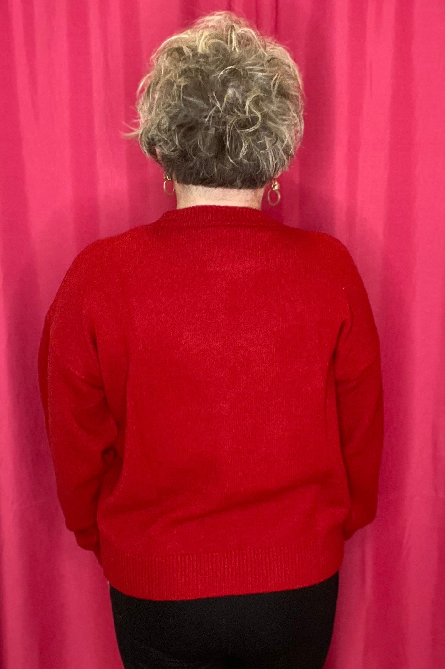 Teddy Bear w/Check Ribbon Pull Over Christmas Sweater JRTOP CASUAL TOP SO ME