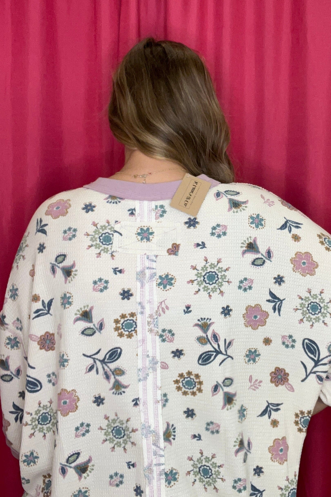 3/4 Sleeve Printed Thermal Top JR TOP DRESSY EASEL