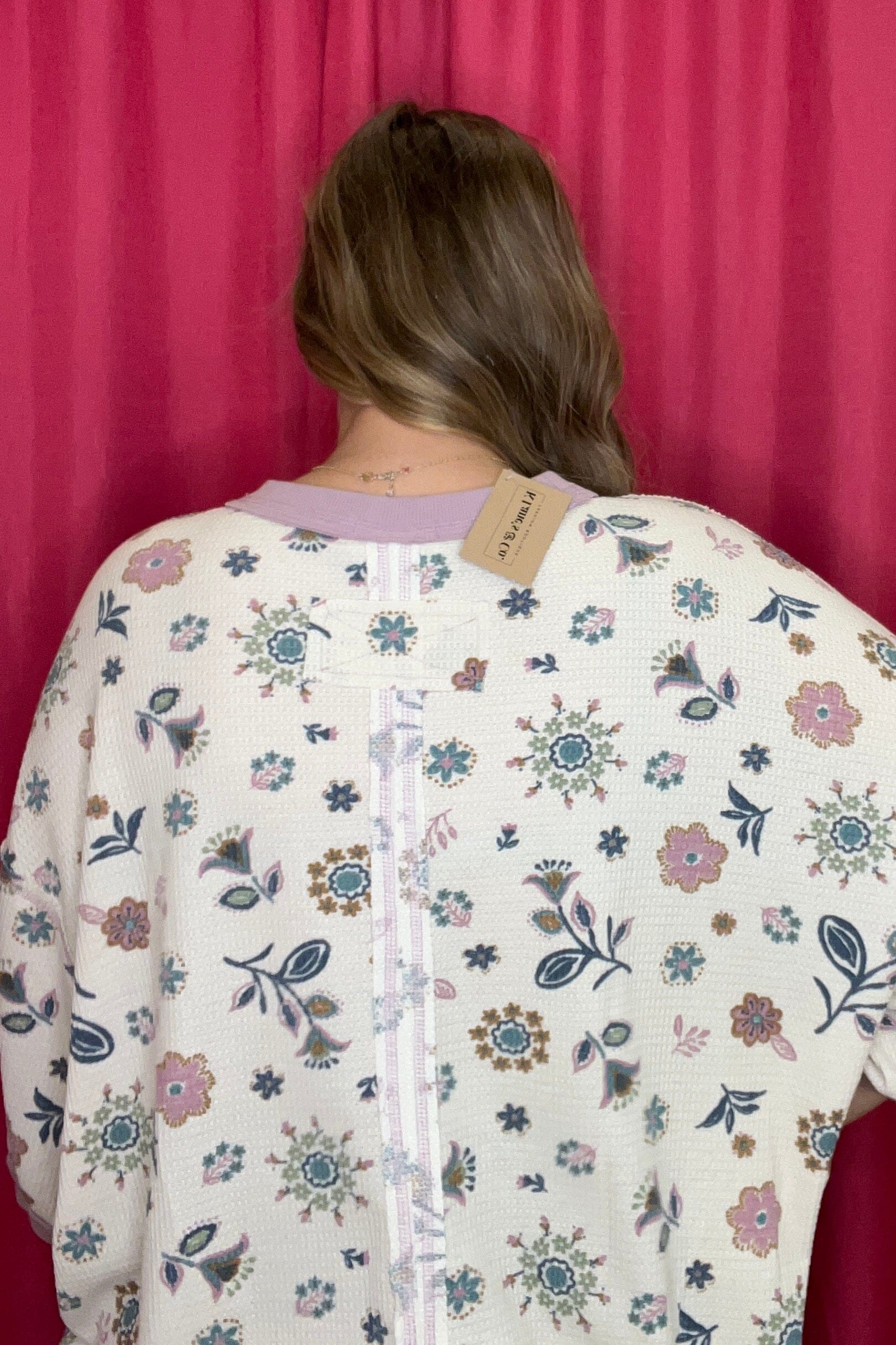 3/4 Sleeve Printed Thermal Top JR TOP DRESSY EASEL