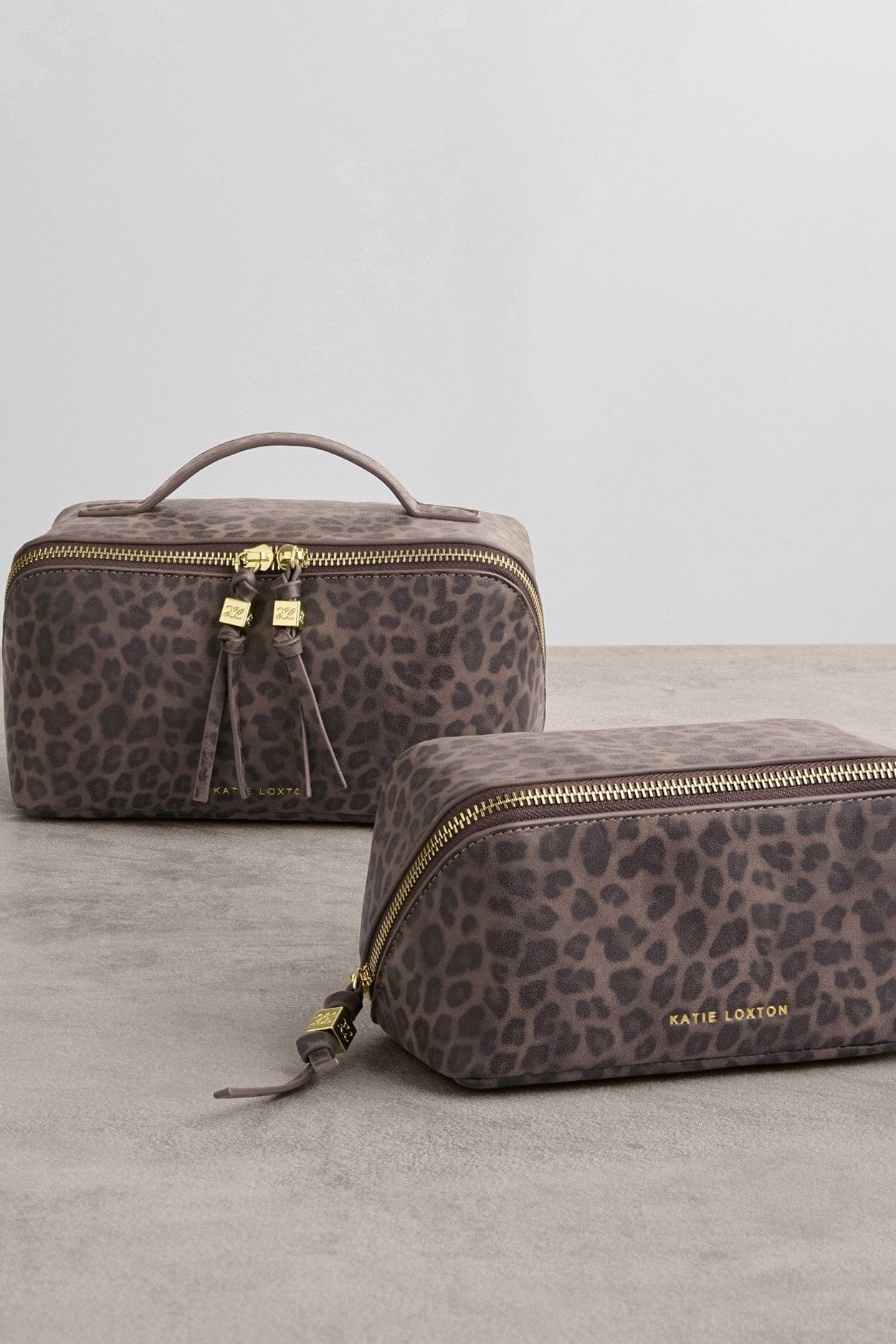 Leopard Fold Out Mirror Make Up Bag HANDBAGS KATIE LOXTON