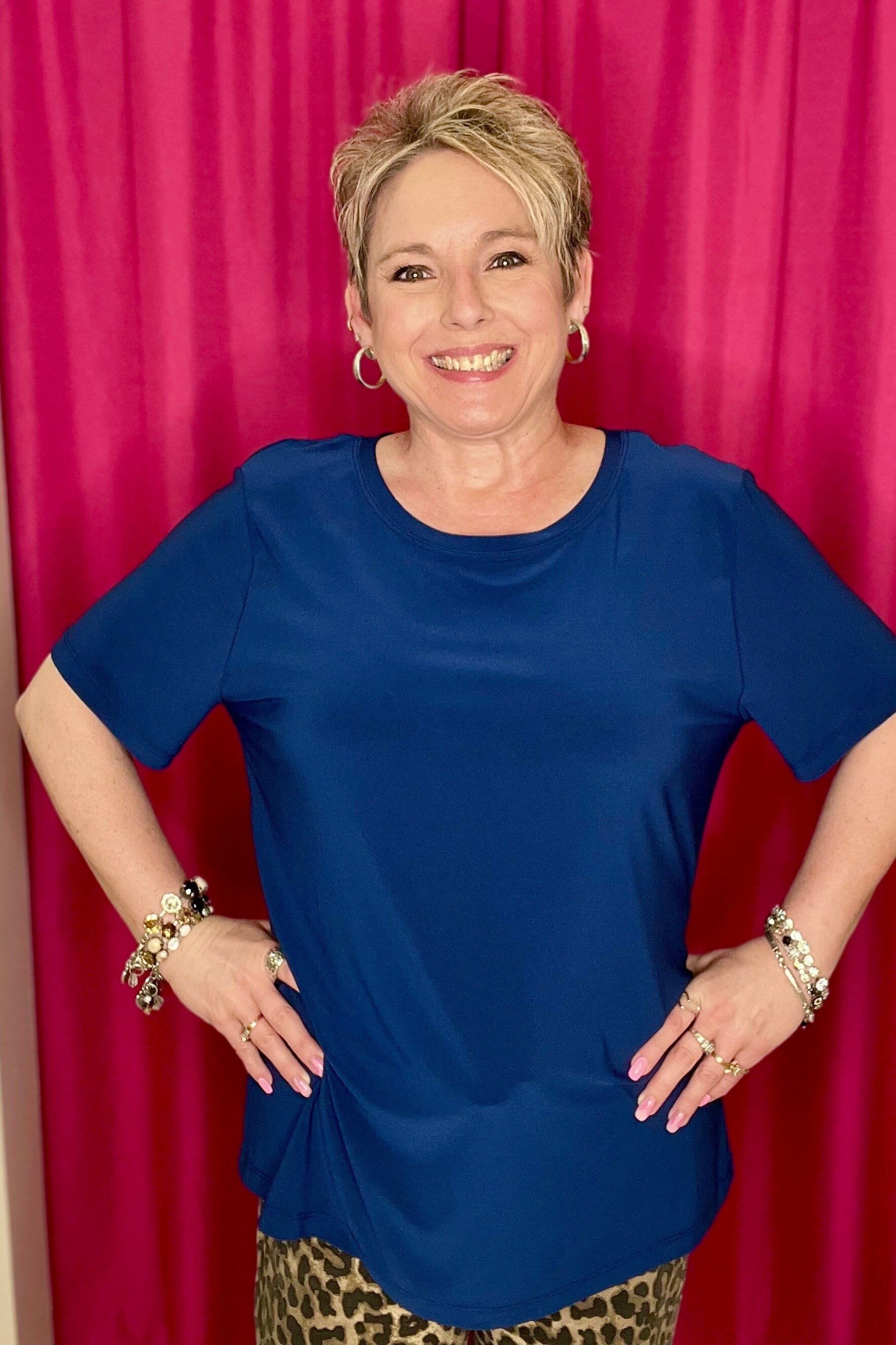 Scoop Neck Tee MISSY BASIC KNIT SOUTHERN LADY NVY S