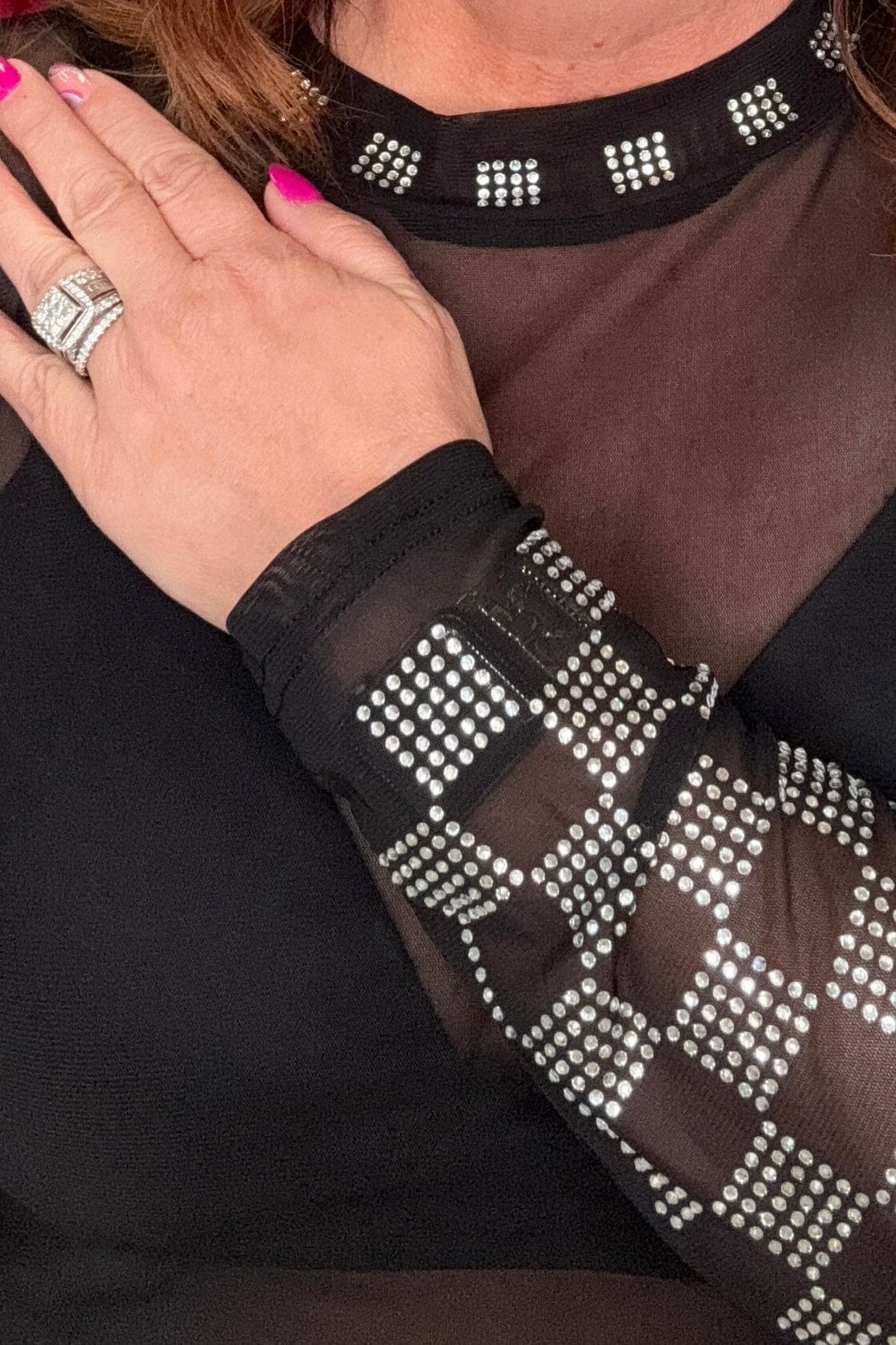 Checked in Black Mesh Top MISSY BASIC KNIT STERLINGKREEK