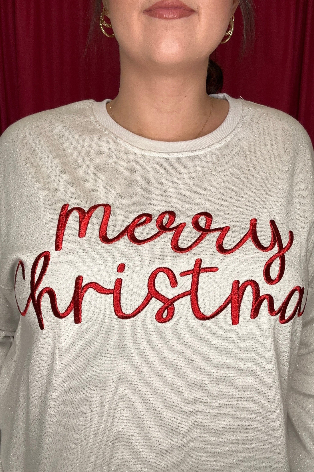 Long Sleeve Merry Christmas Sweater MISSY BASIC KNIT WASHCO APPAREL