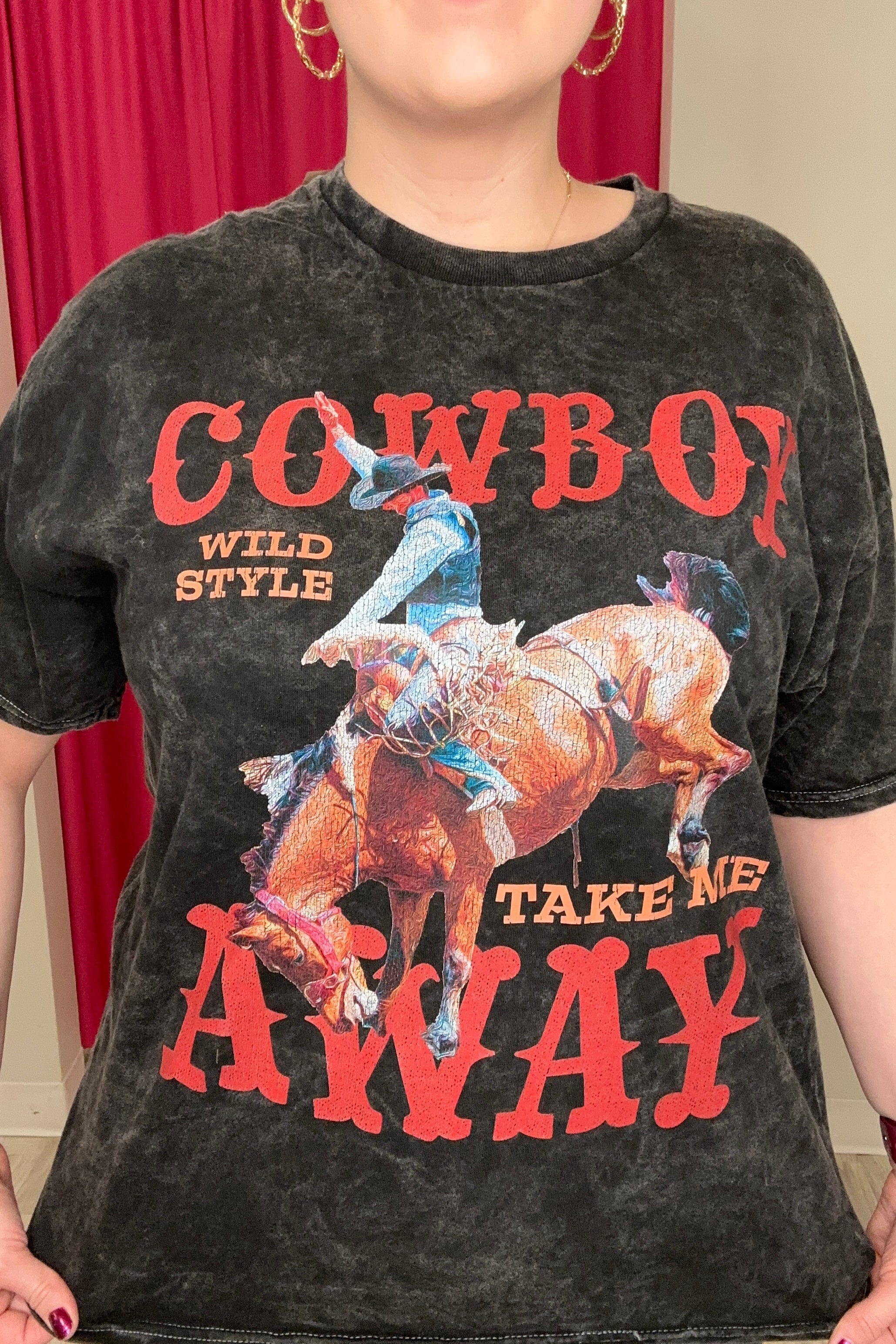 Short Sleeve Cowboy Take Me Away Tee MISSY BASIC KNIT SUGAR STITCH