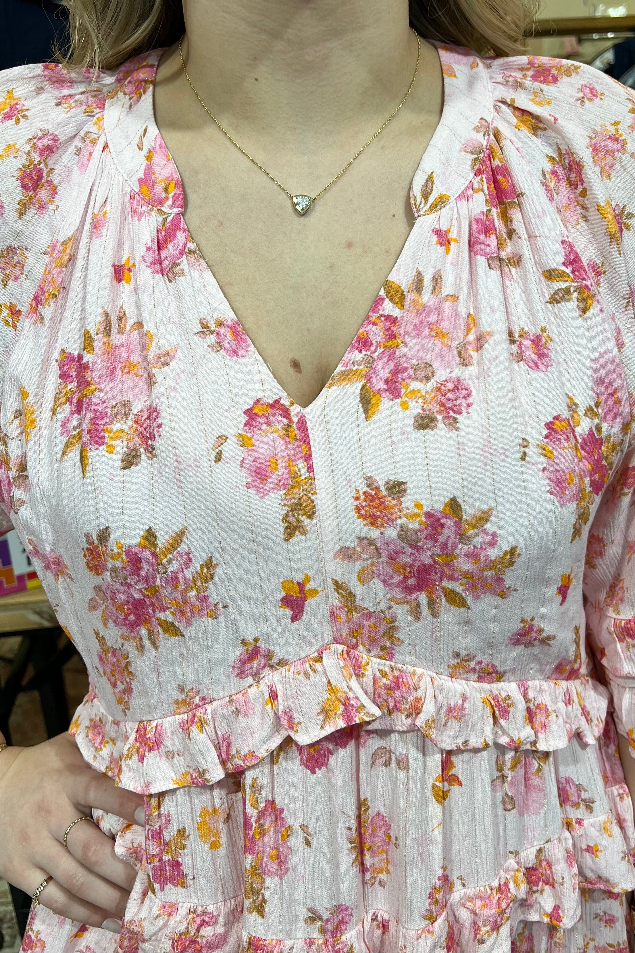 Short Sleeve Ruffle Floral Dress DRESS EASEL