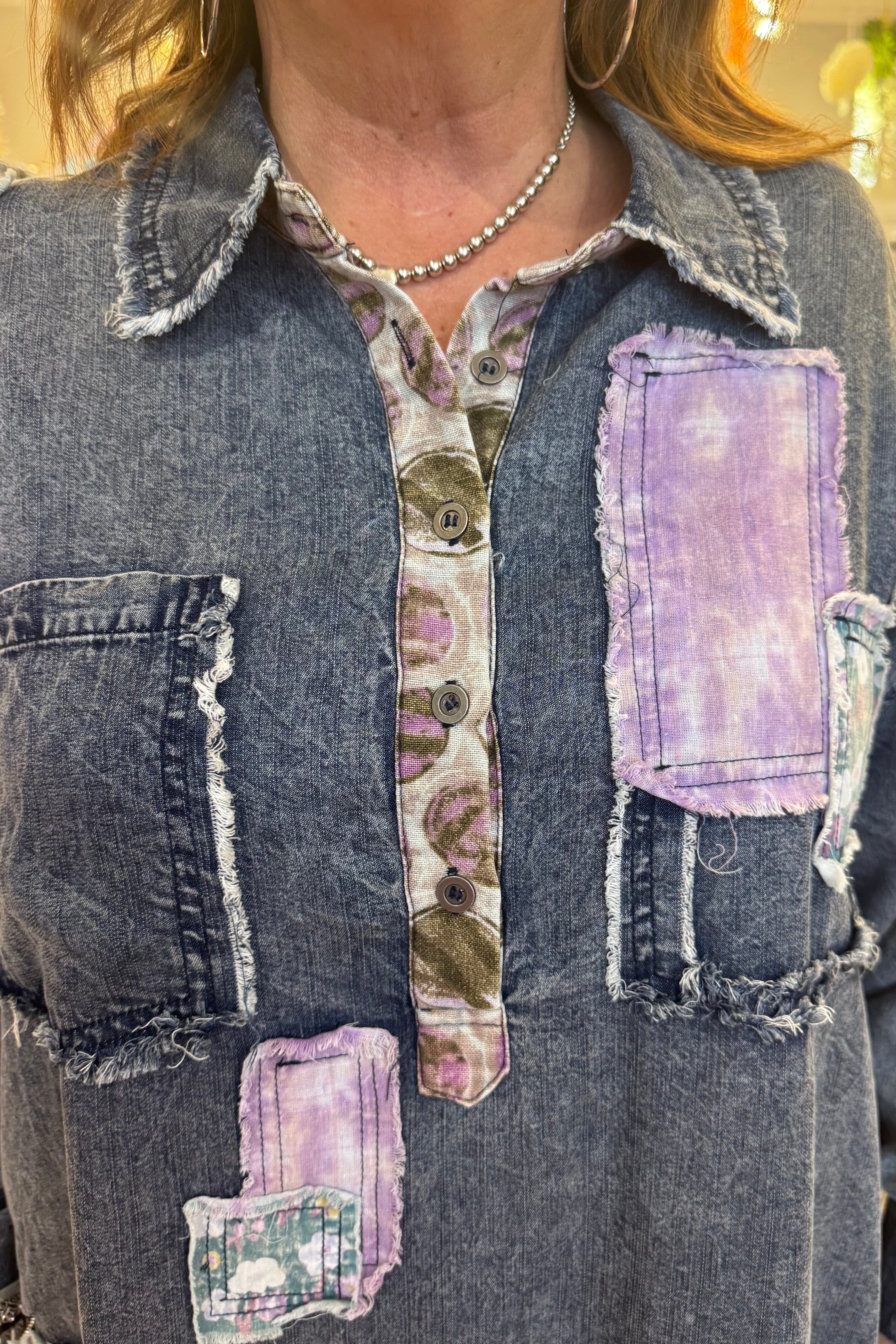 Dress w/Patchwork Detail DRESS BLUEVELVET