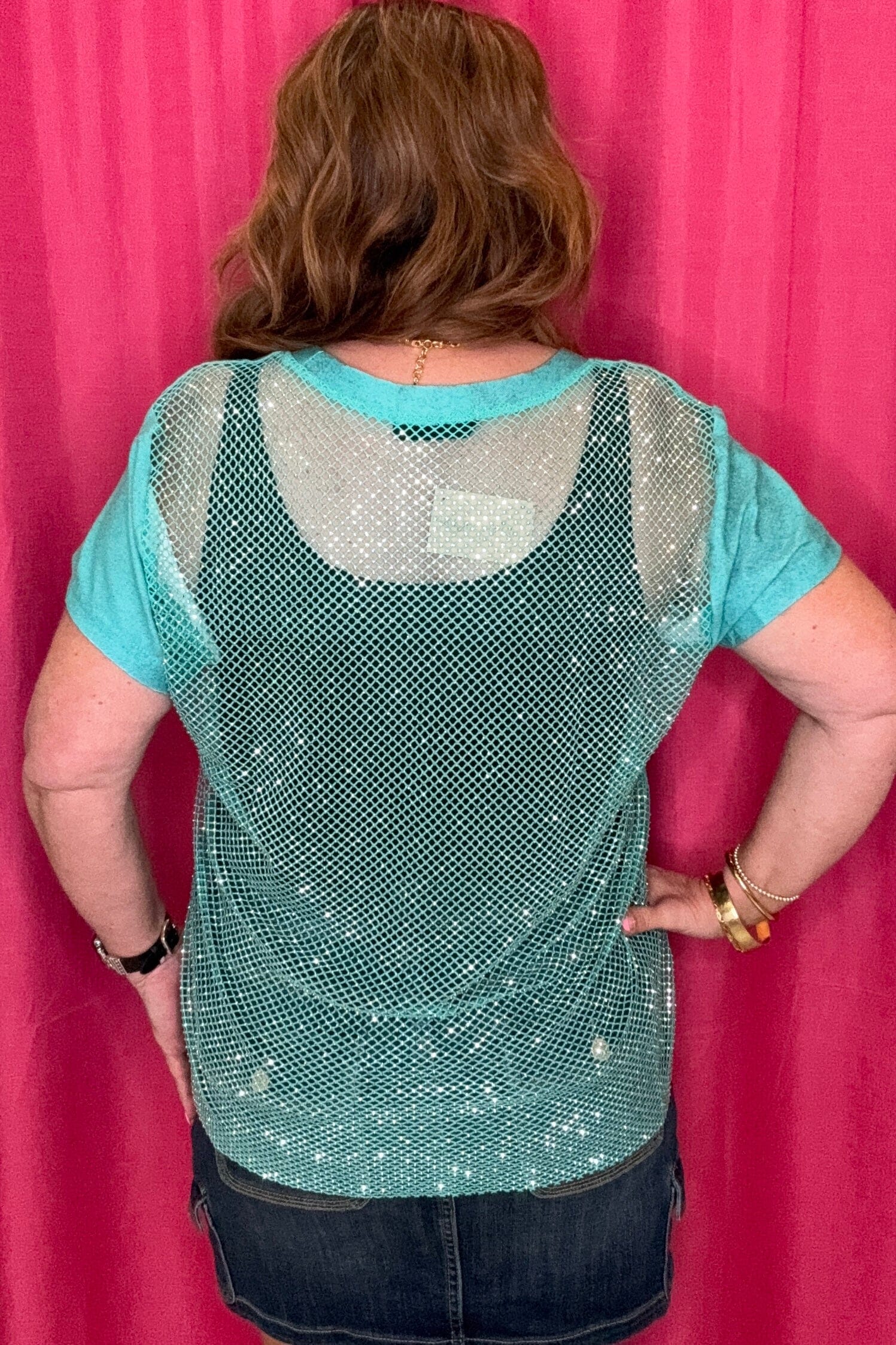 Short Sleeve High/Low Top w/Rhinestones JRTOP CASUAL TOP STERLING KREEK