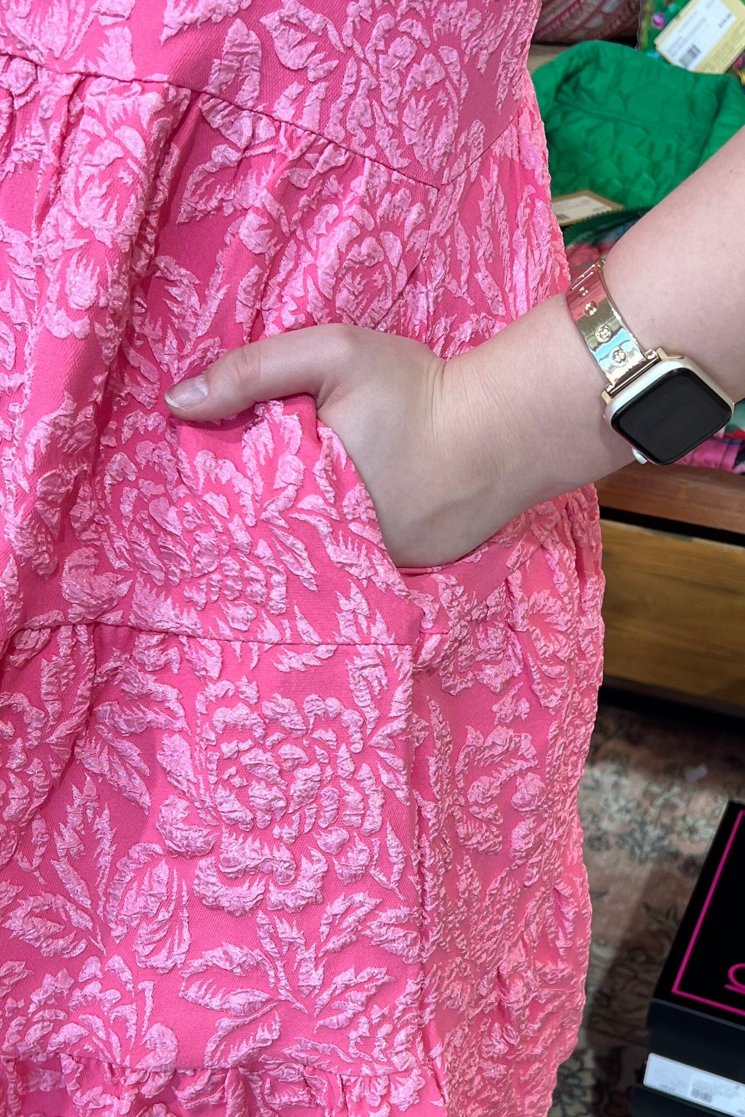 Short Puff Sleeve Textured Dress DRESS SOUTHERN GRACE