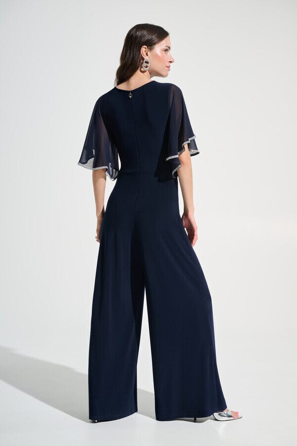 Criss Cross Jumpsuit w/Flutter Rhinestone Sleeves DRESS JOSEPH RIBKOFF