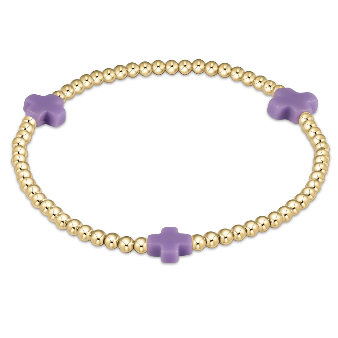 Enewton Signature Cross Gold Pattern 3mm Bead Bracelet- Purple JEWELRY ENEWTON
