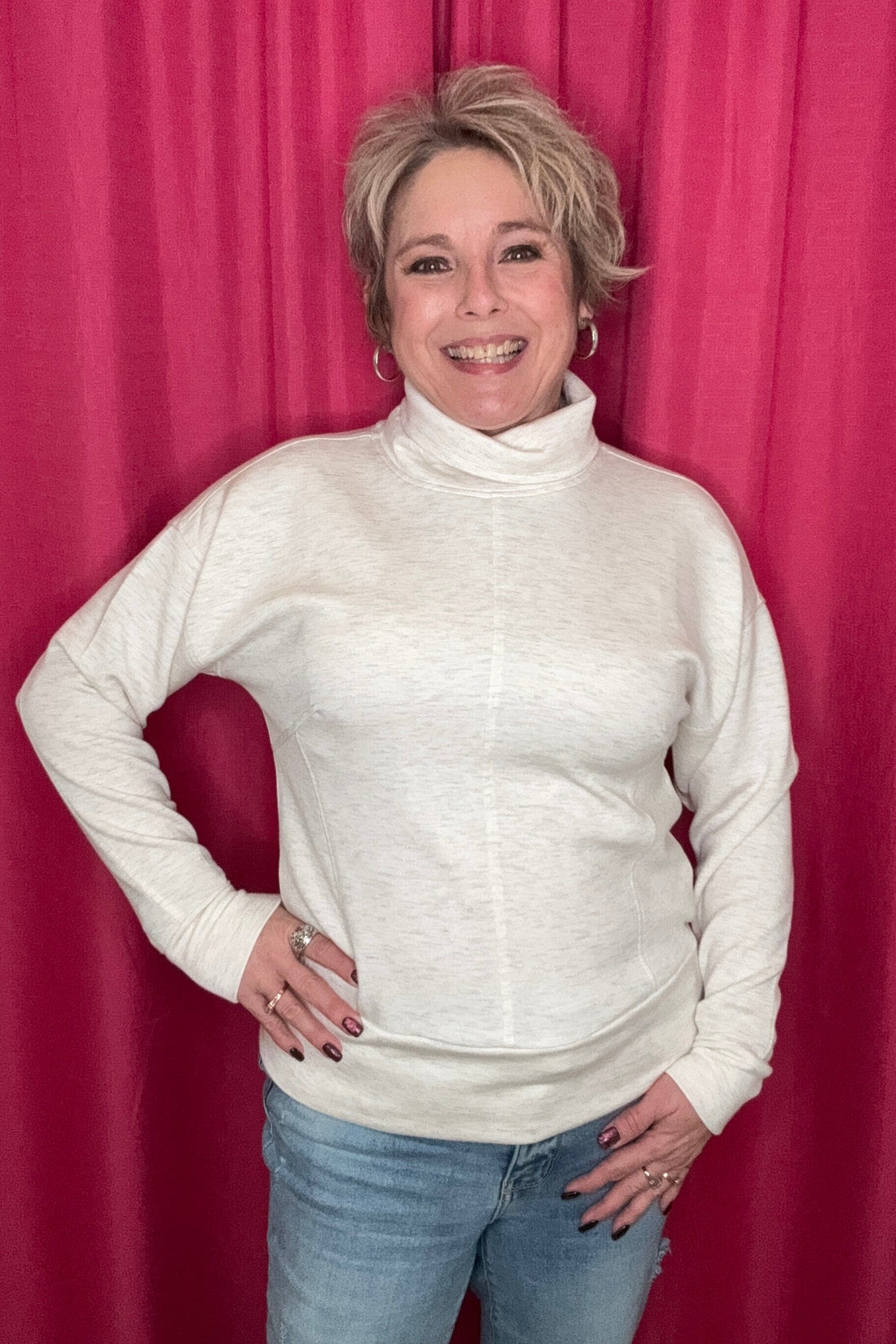 Long Sleeve Funnel Neck Top MISSY BASIC KNIT TRIBAL FROSTGREY XS