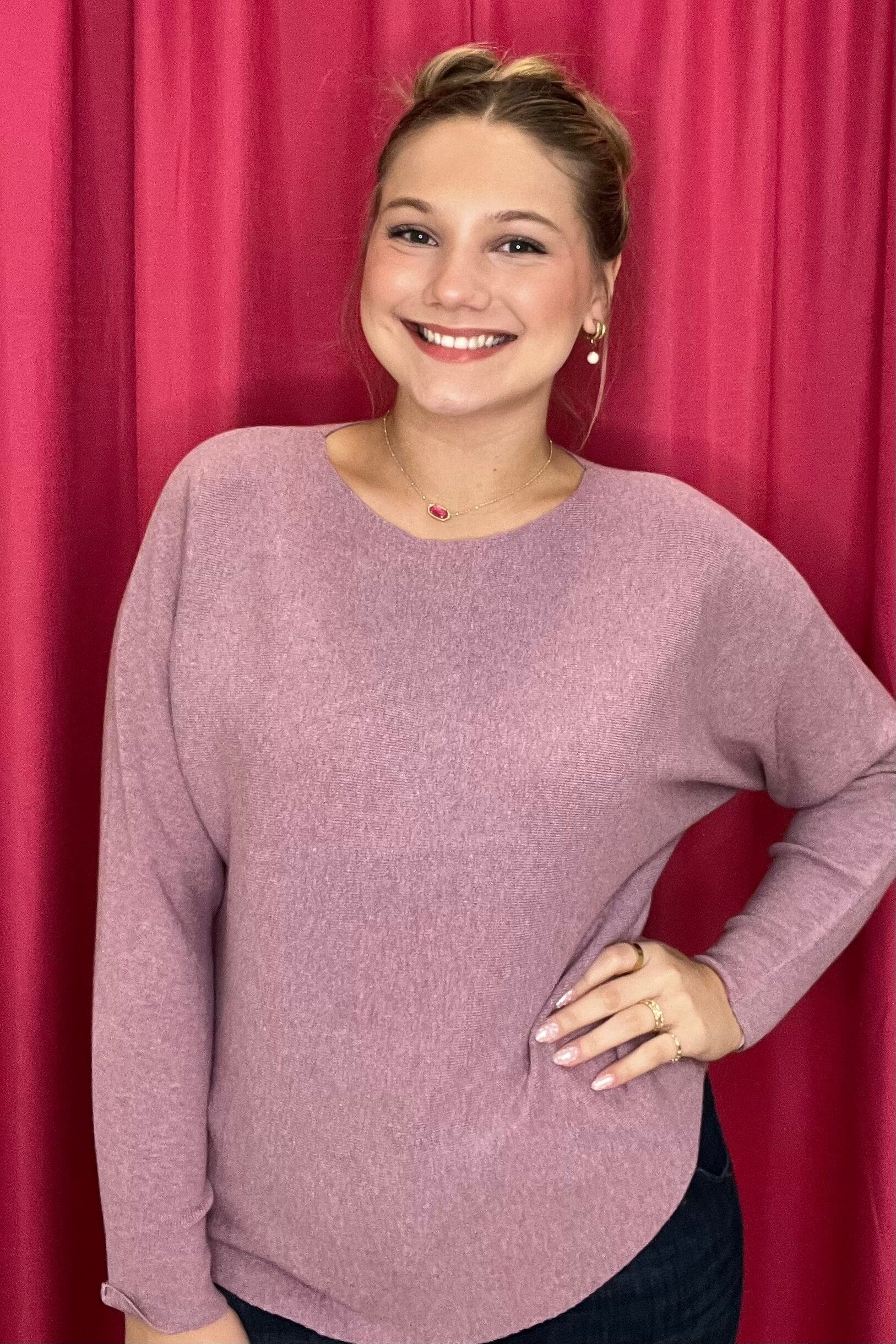 3/4 Sleeve Scoop Neck Sweater MISSY TOP SPECIAL KEREN HART