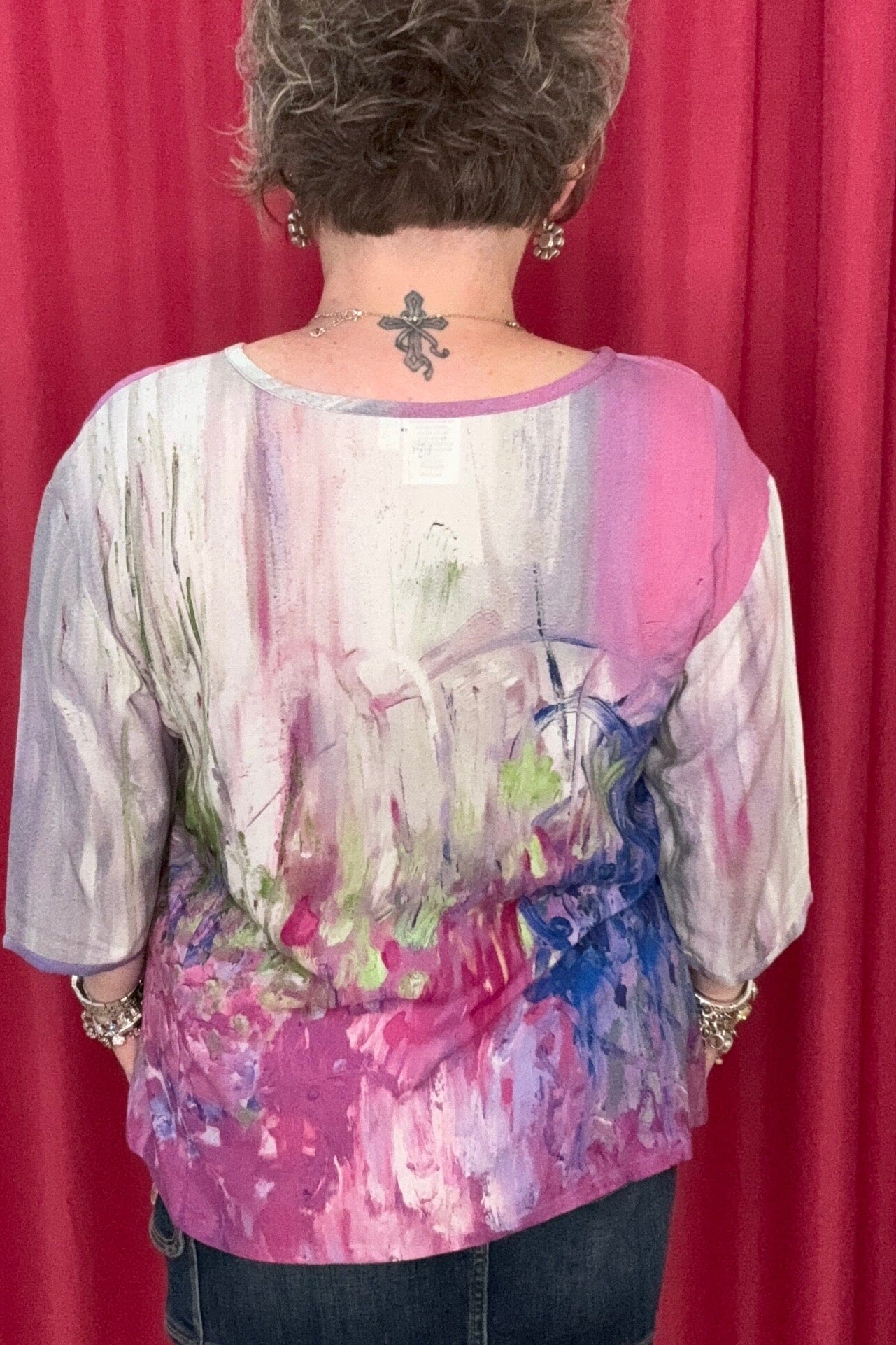 Printed 3/4 Sleeve w/Buttons MISSY TOP SPECIAL PARSLEY & SAGE