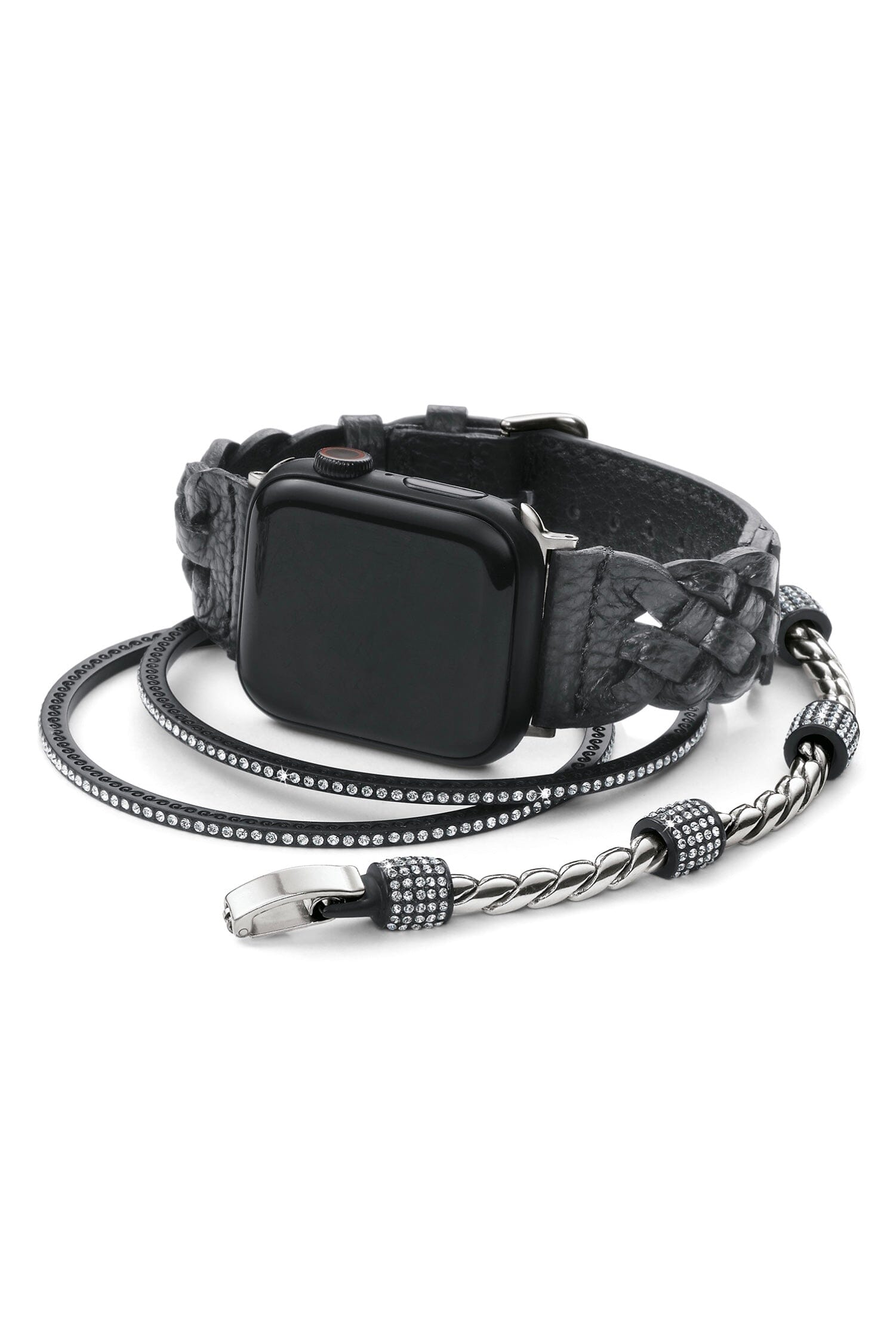 Black Sutton Braided Leather Apple Watch Band BWATCHES Brighton Collectables