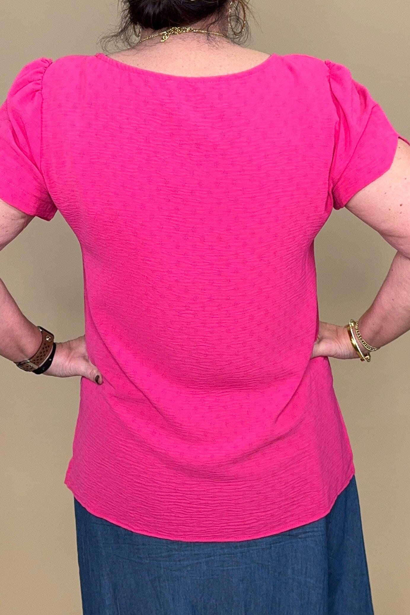 Short Sleeve High Low Detailed Blouse JR TOP DRESSY WHOLESALE FASHION TRENDS